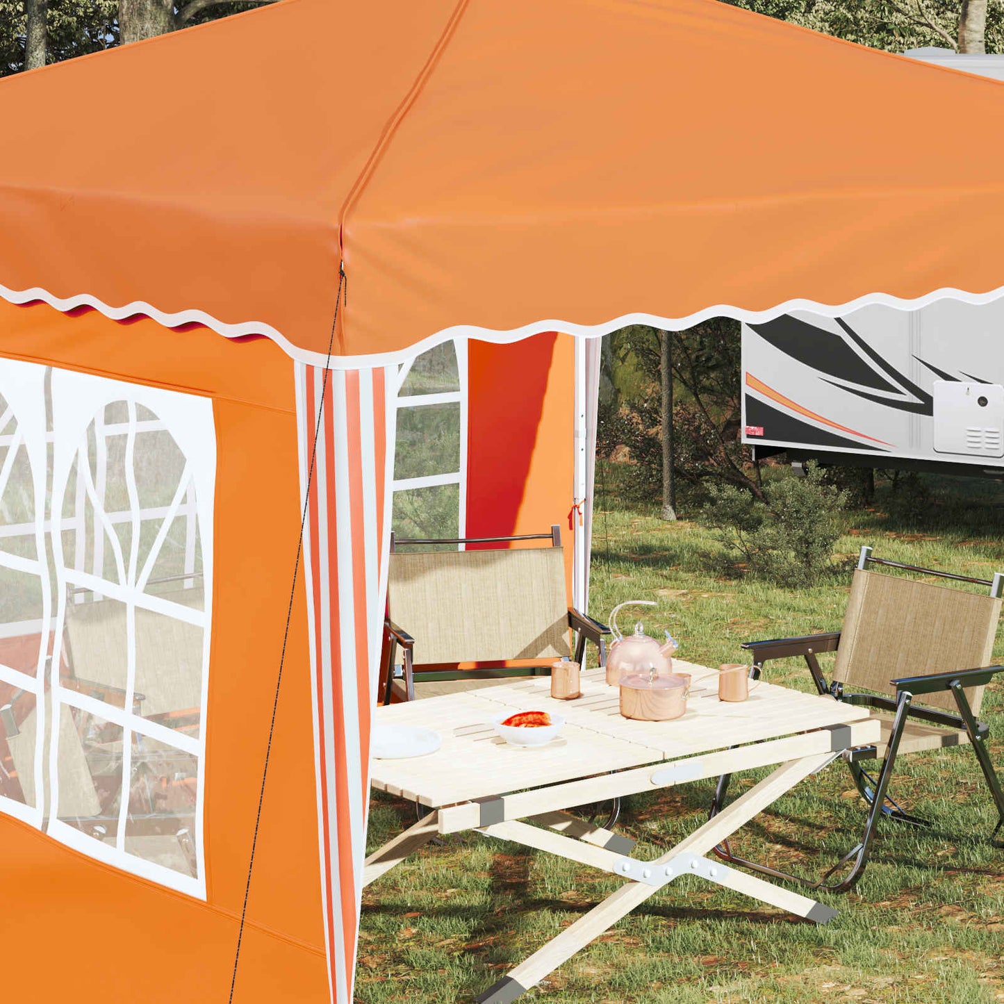 Pop-up Partyzelt 288 x 288 x 245 cm Orange Oxford-Stoff