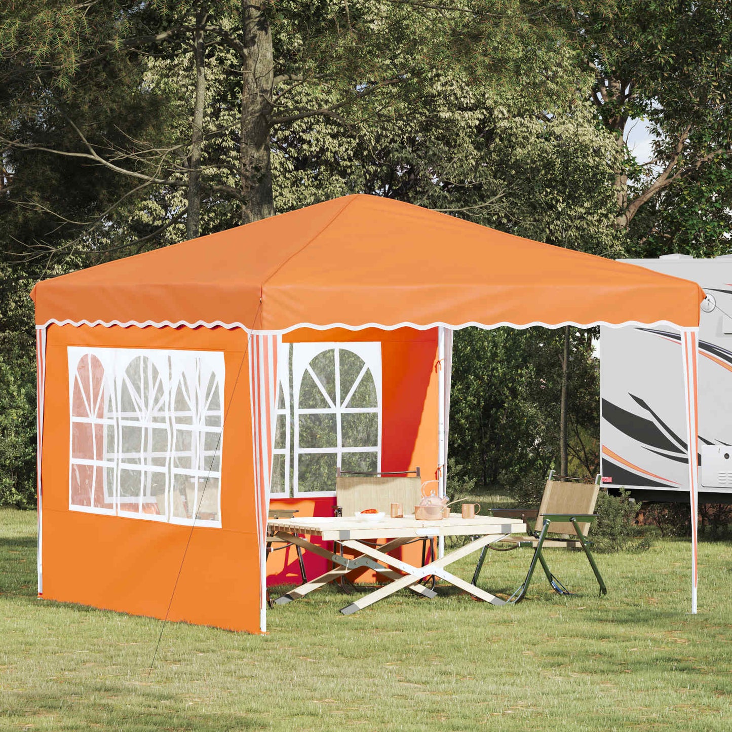 Pop-up Partyzelt 288 x 288 x 245 cm Orange Oxford-Stoff