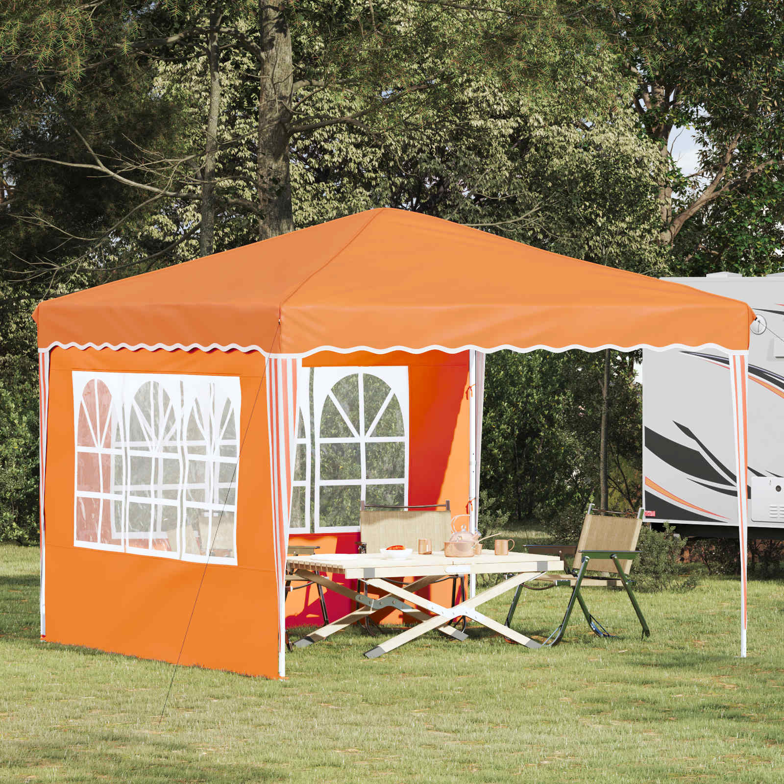 Pop-up Partyzelt 288 x 288 x 245 cm Orange Oxford-Stoff