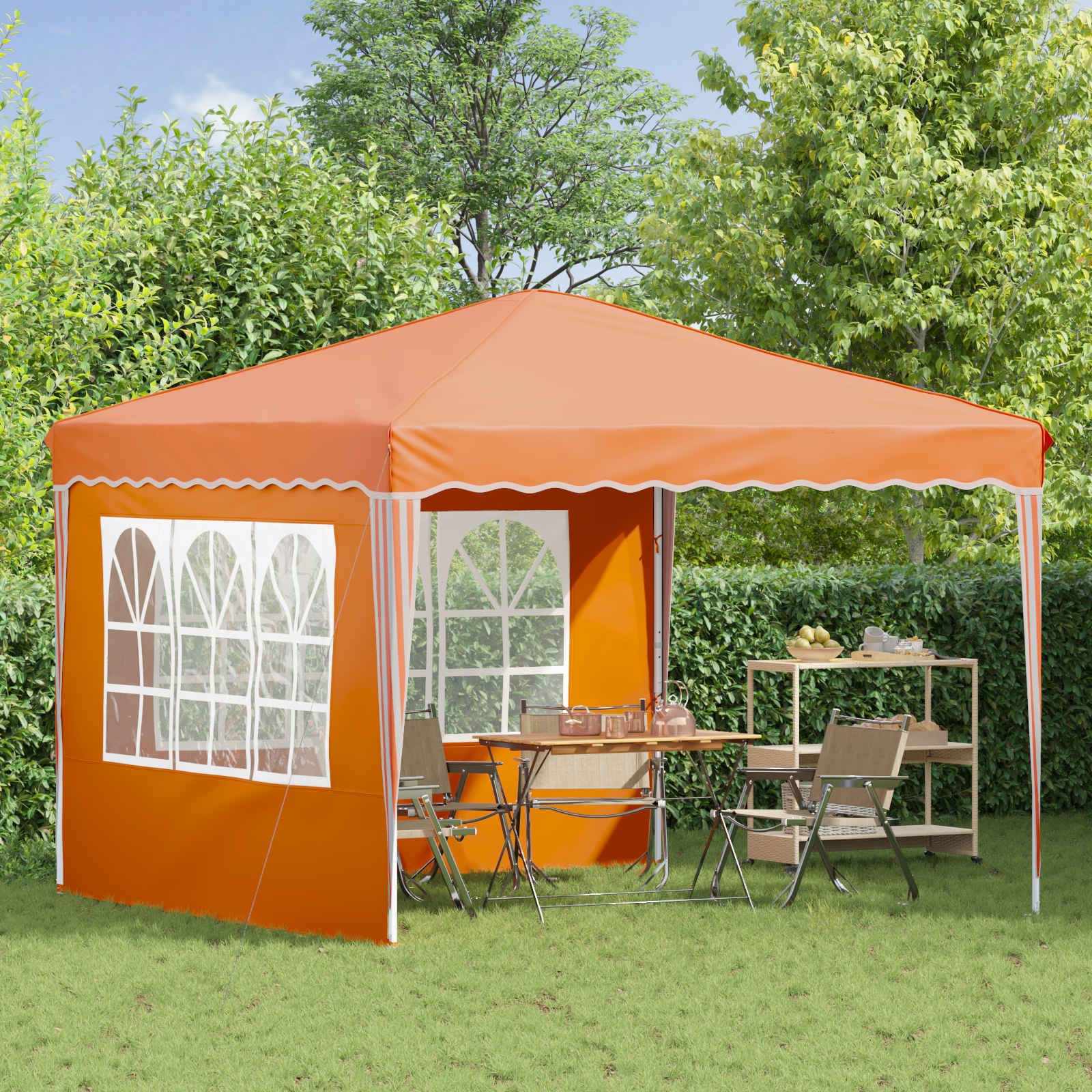 Pop-up Partyzelt 288 x 288 x 245 cm Orange Oxford-Stoff