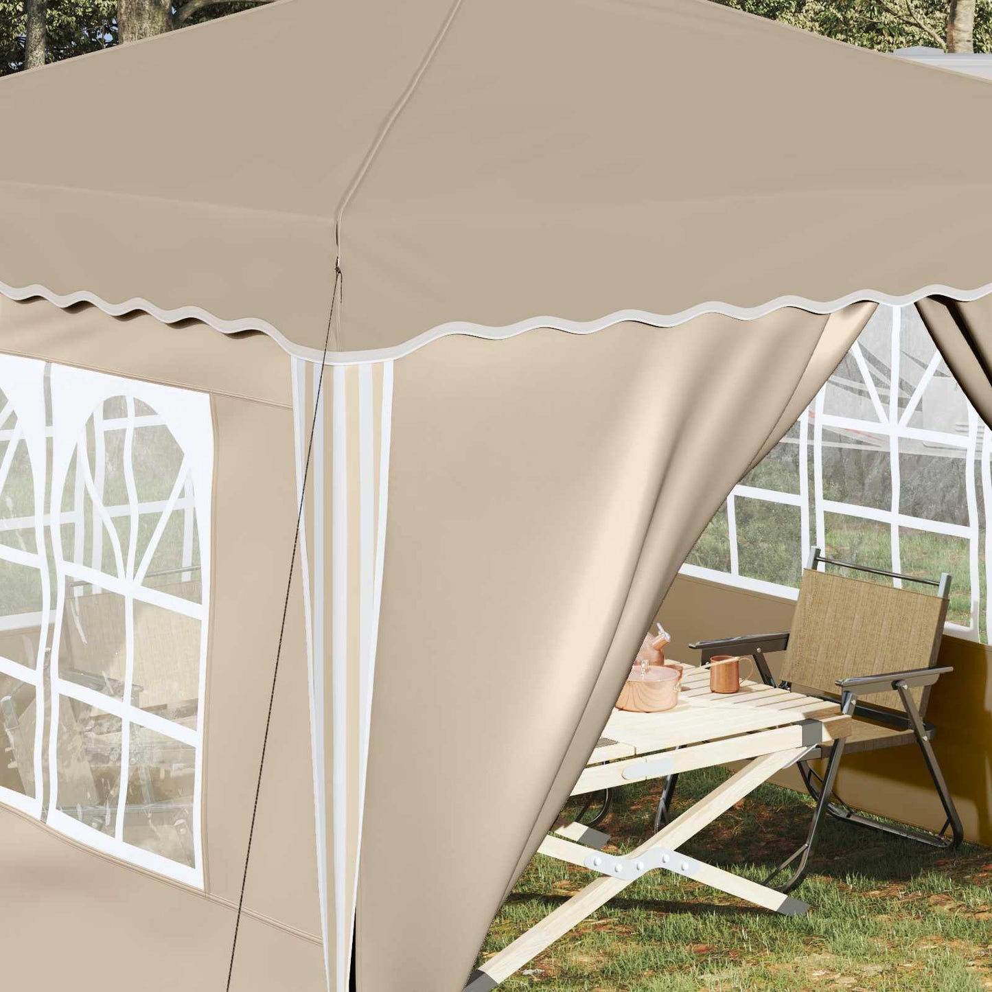 Pop-up Partyzelt 288 x 288 x 245 cm Creme Oxford-Stoff