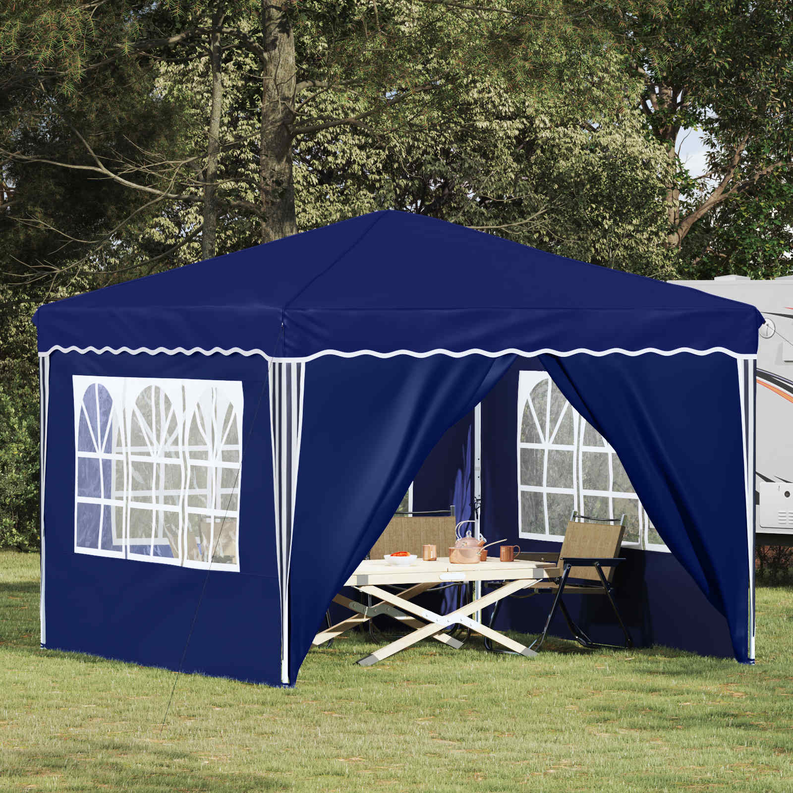 Pop-up Partyzelt 288 x 288 x 245 cm Blau Oxford-Stoff