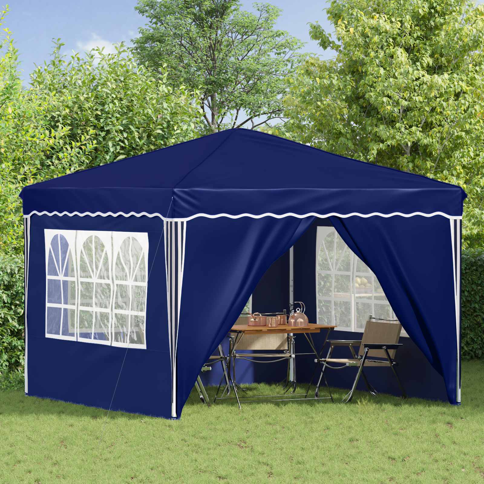 Pop-up Partyzelt 288 x 288 x 245 cm Blau Oxford-Stoff