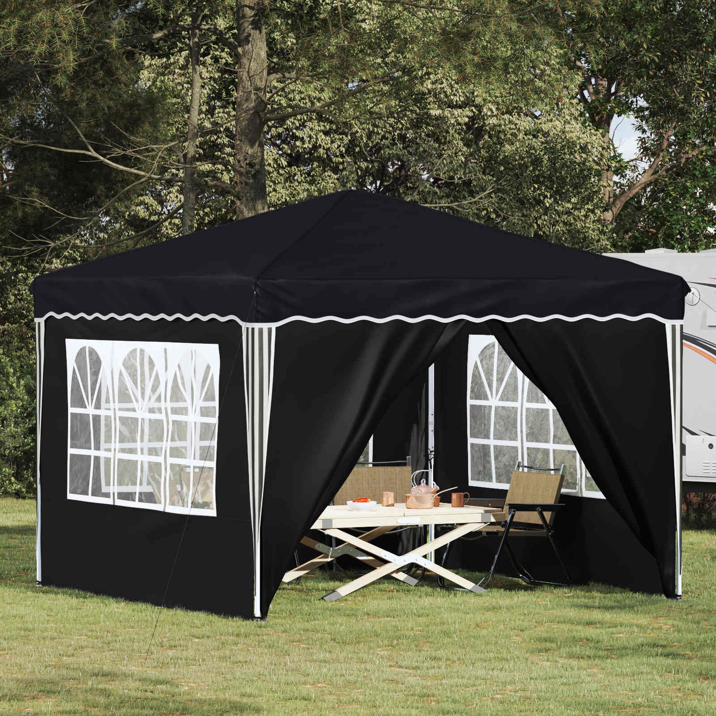 Pop-up Partyzelt 288 x 288 x 245 cm Anthrazit Oxford-Stoff