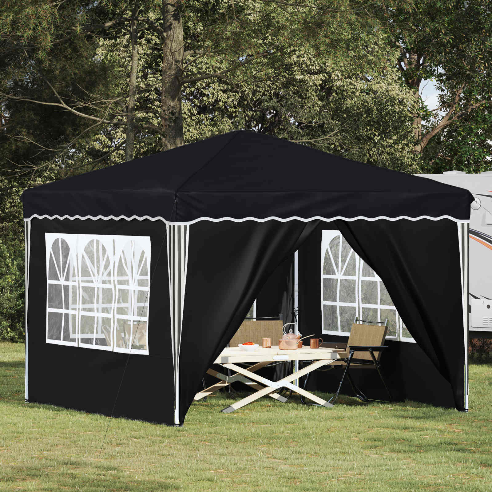 Pop-up Partyzelt 288 x 288 x 245 cm Anthrazit Oxford-Stoff