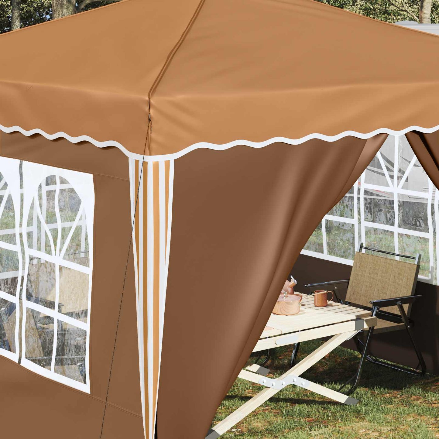 Pop-up Partyzelt 288 x 288 x 245 cm Beige Oxford-Stoff