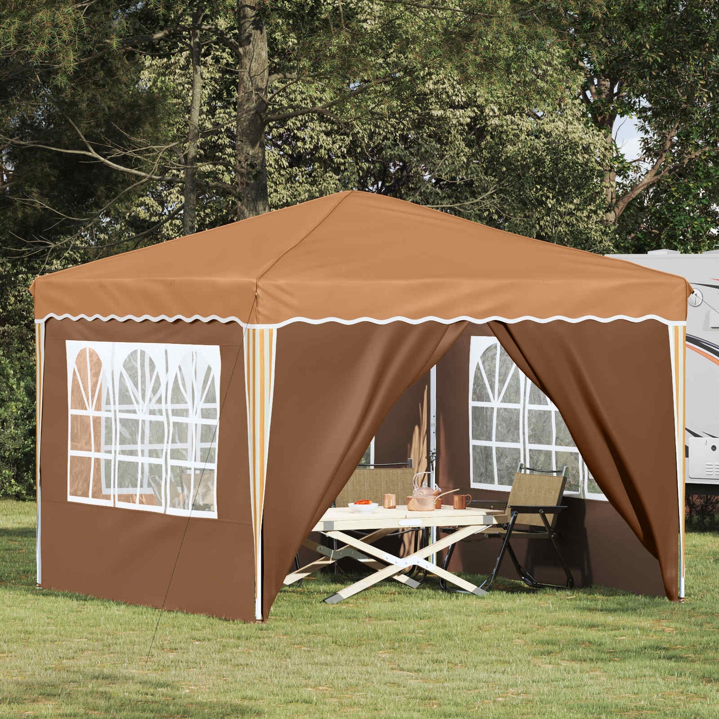 Pop-up Partyzelt 288 x 288 x 245 cm Beige Oxford-Stoff