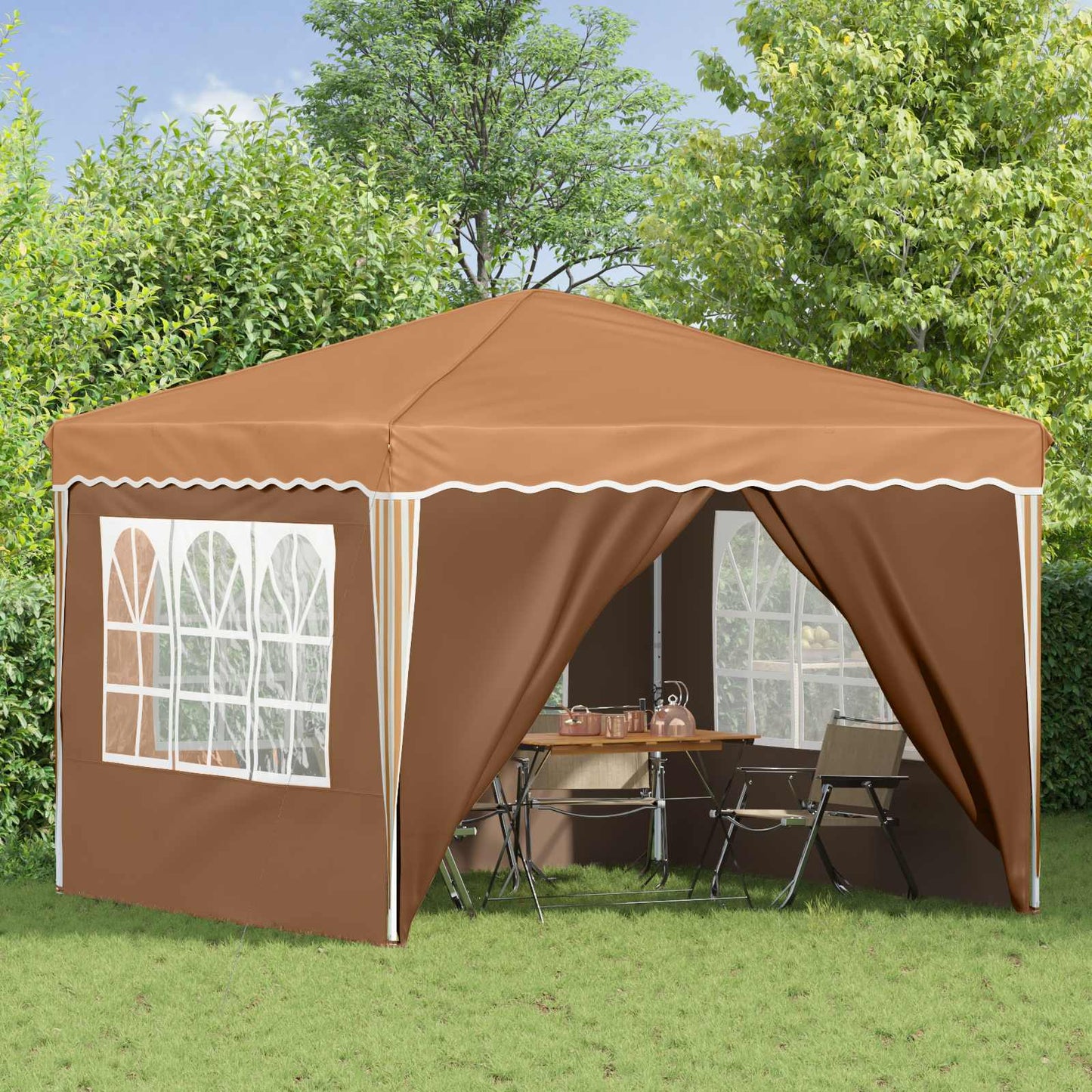 Pop-up Partyzelt 288 x 288 x 245 cm Beige Oxford-Stoff
