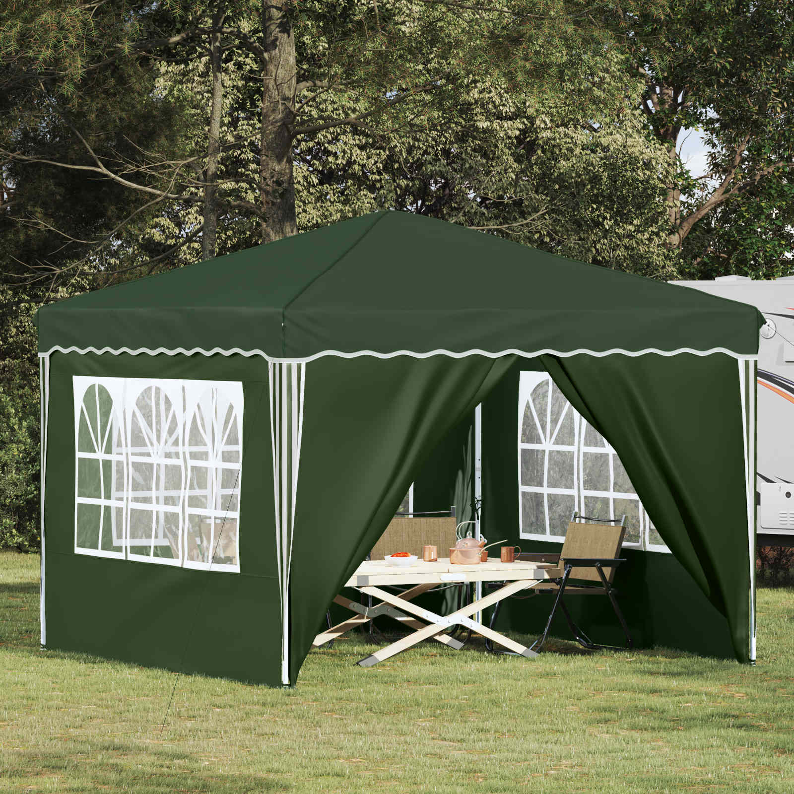 Pop-up Partyzelt 288 x 288 x 245 cm Grün Oxford-Stoff