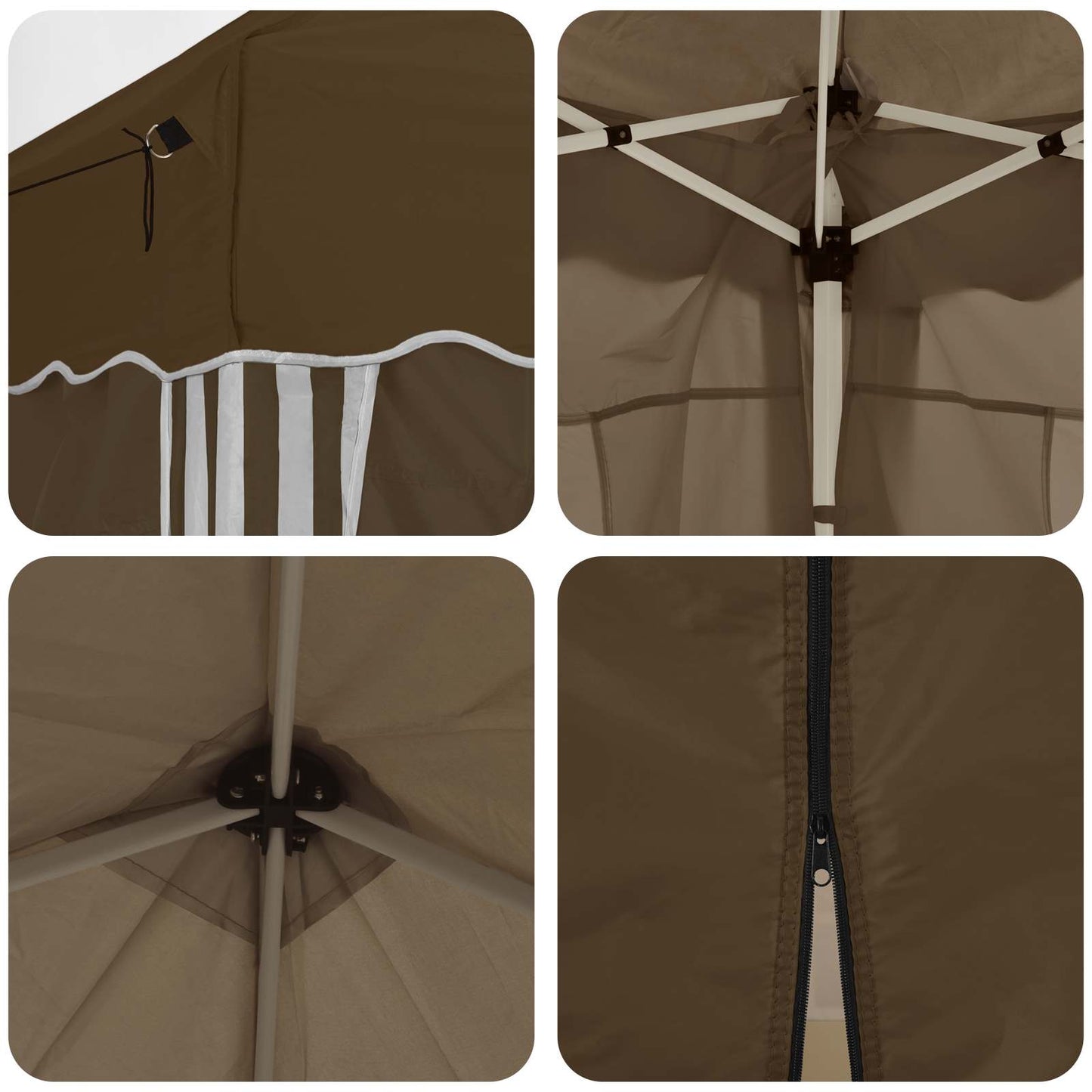 Pop-up Partyzelt 288 x 288 x 245 cm Taupe Oxford-Stoff