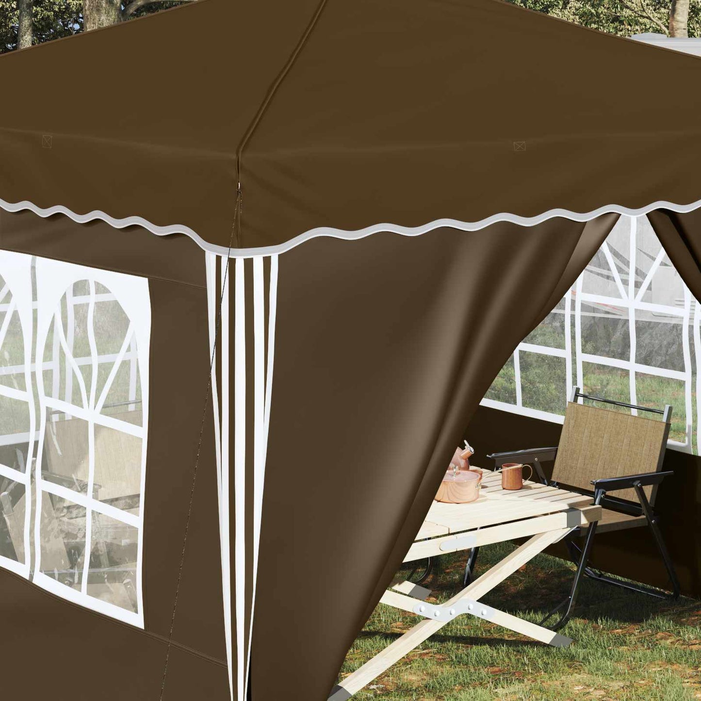Pop-up Partyzelt 288 x 288 x 245 cm Taupe Oxford-Stoff