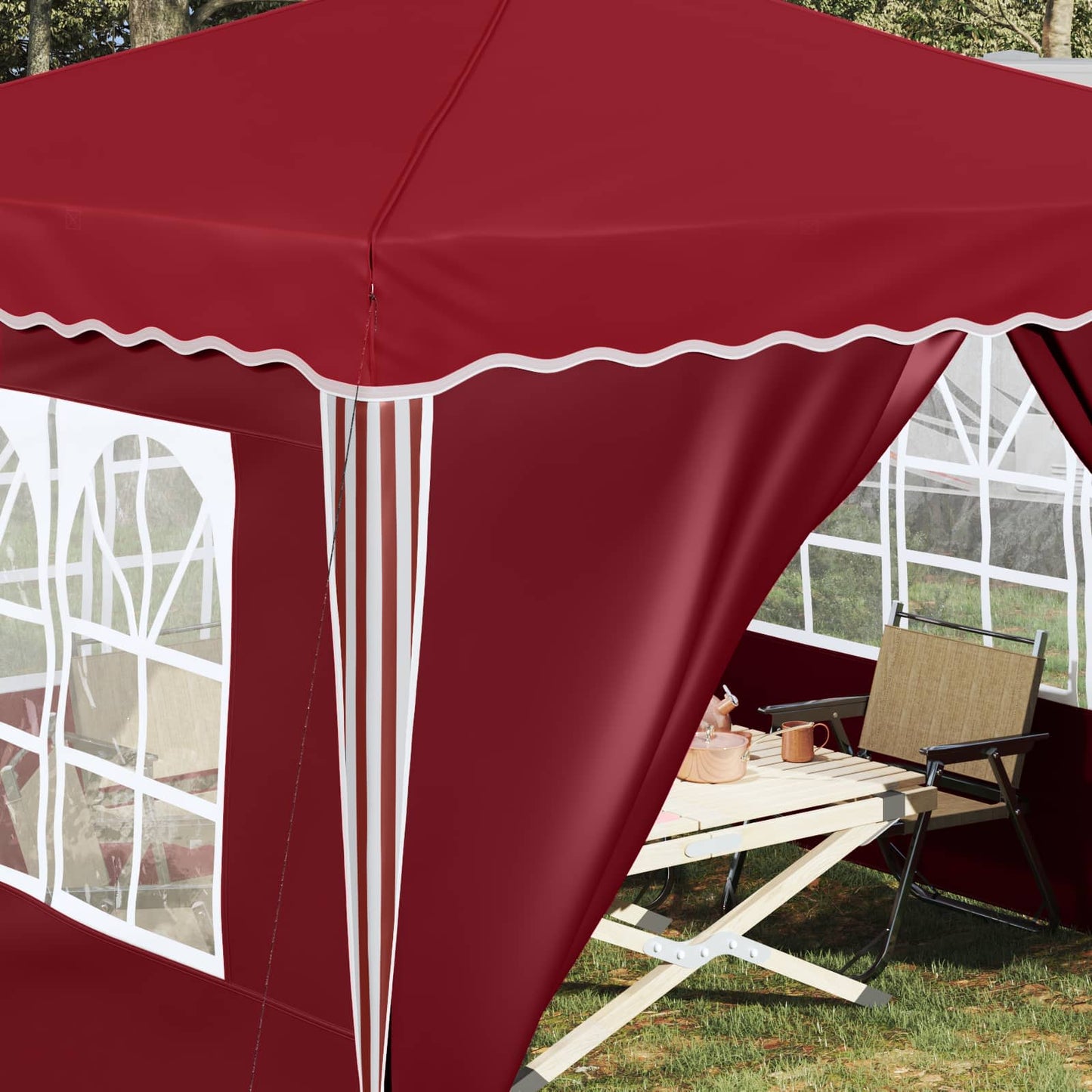 Pop-up Partyzelt 288 x 288 x 245 cm Bordeauxrot Oxford-Stoff