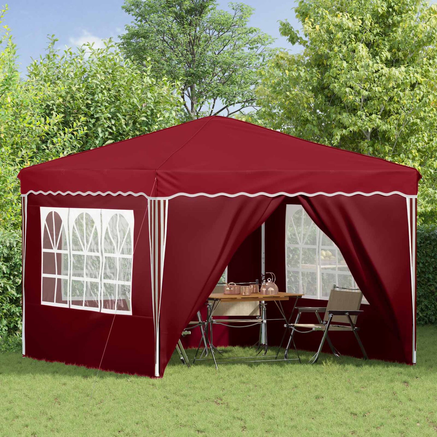 Pop-up Partyzelt 288 x 288 x 245 cm Bordeauxrot Oxford-Stoff
