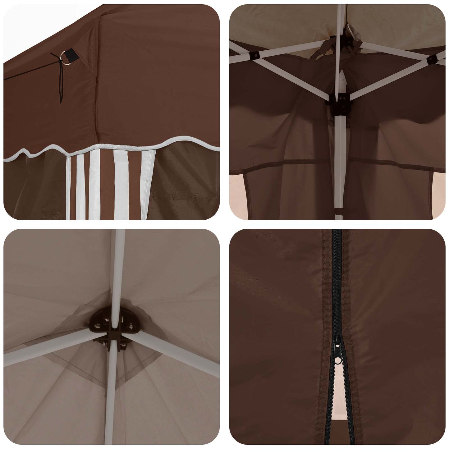 Pop-up Partyzelt 288 x 288 x 245 cm Braun Oxford-Stoff