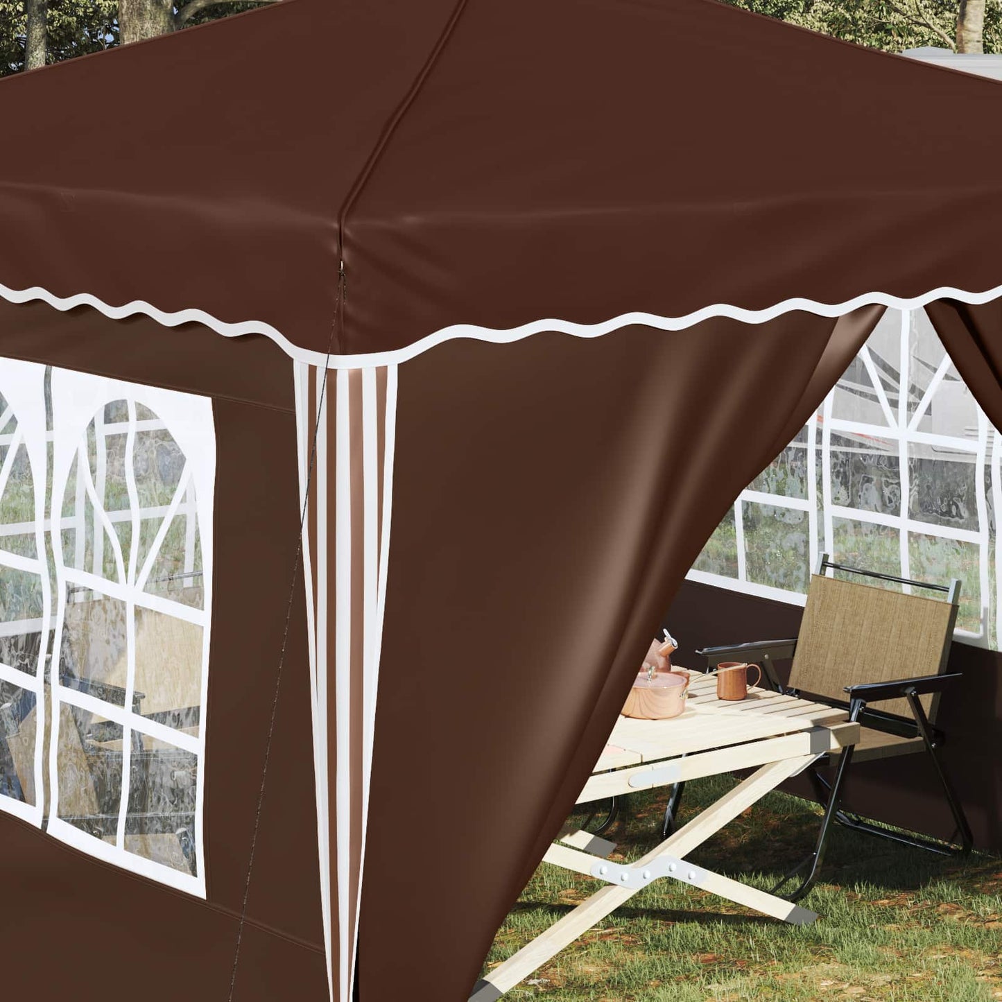 Pop-up Partyzelt 288 x 288 x 245 cm Braun Oxford-Stoff