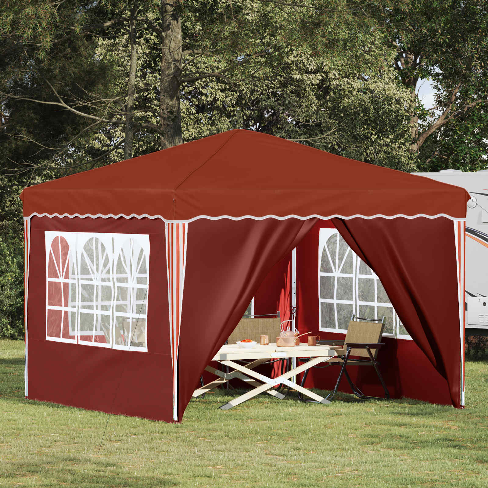 Pop-up Partyzelt 288 x 288 x 245 cm Terrakotta Oxford-Stoff