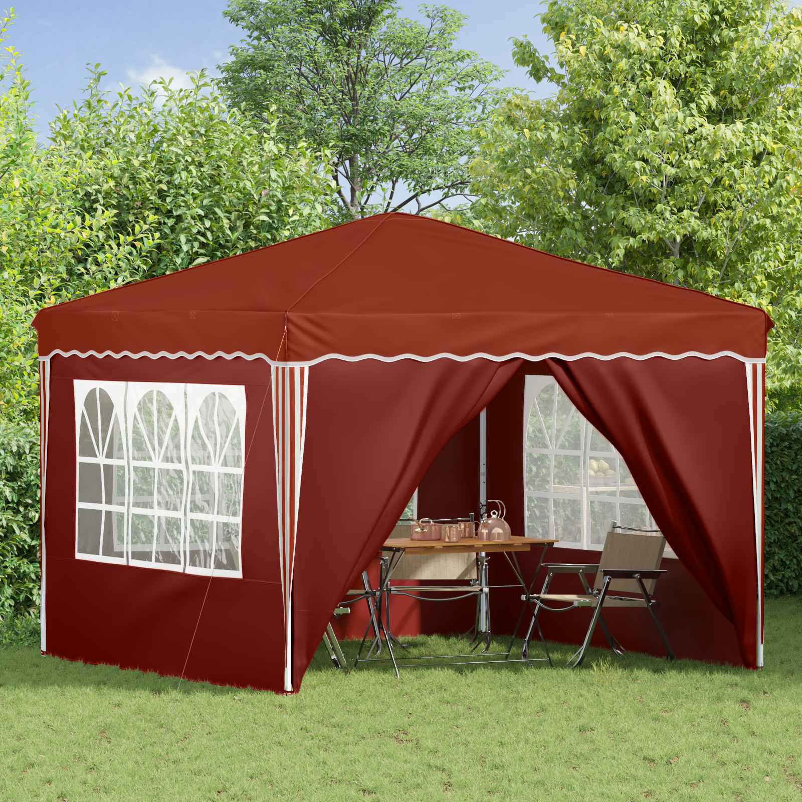 Pop-up Partyzelt 288 x 288 x 245 cm Terrakotta Oxford-Stoff