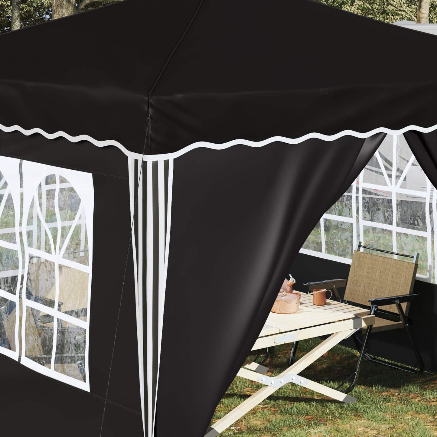 Pop-up Partyzelt 288 x 288 x 245 cm Schwarz Oxford-Stoff