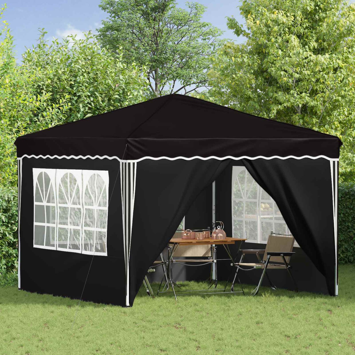 Pop-up Partyzelt 288 x 288 x 245 cm Schwarz Oxford-Stoff