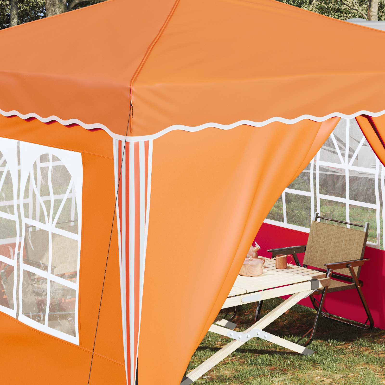 Pop-up Partyzelt 288 x 288 x 245 cm Orange Oxford-Stoff