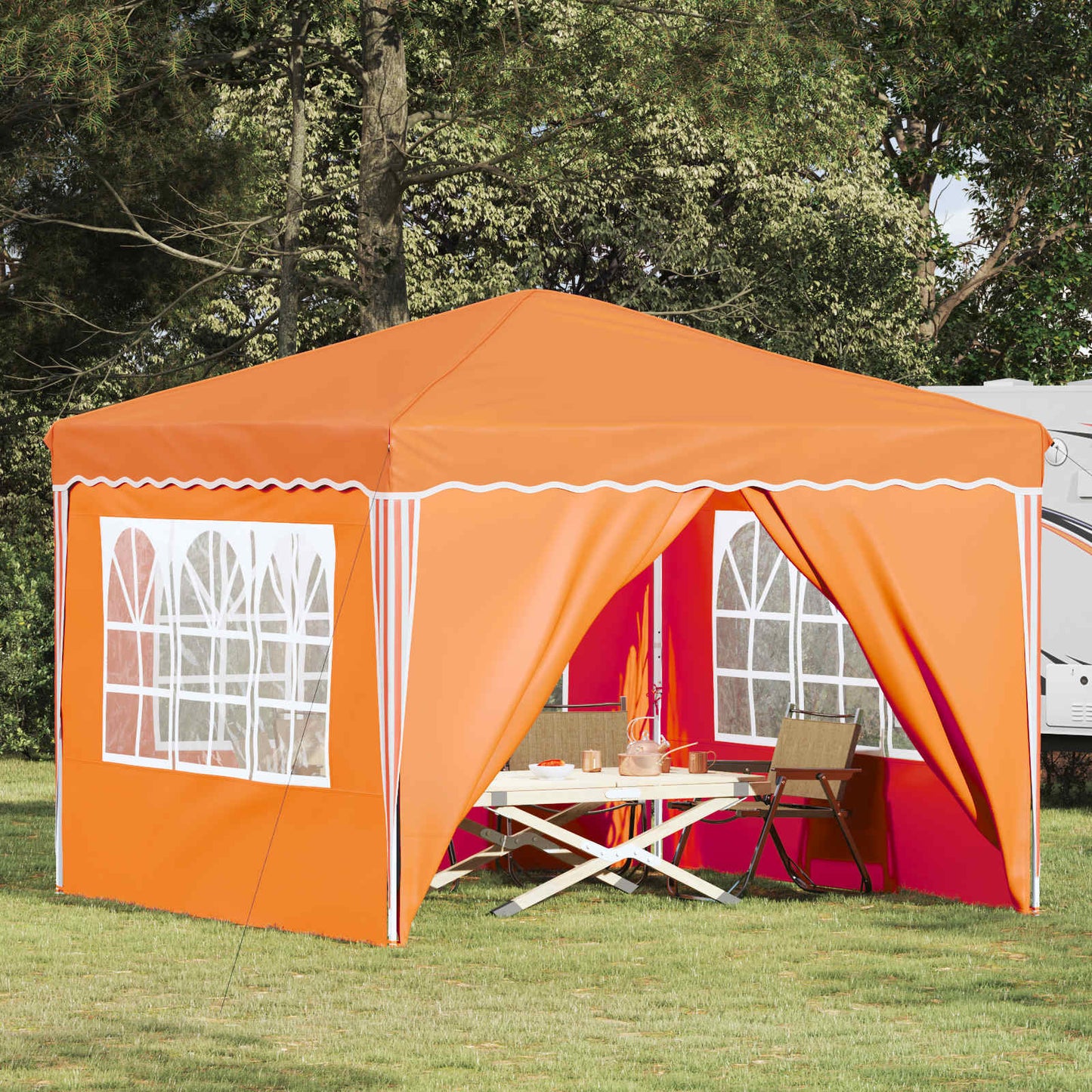 Pop-up Partyzelt 288 x 288 x 245 cm Orange Oxford-Stoff