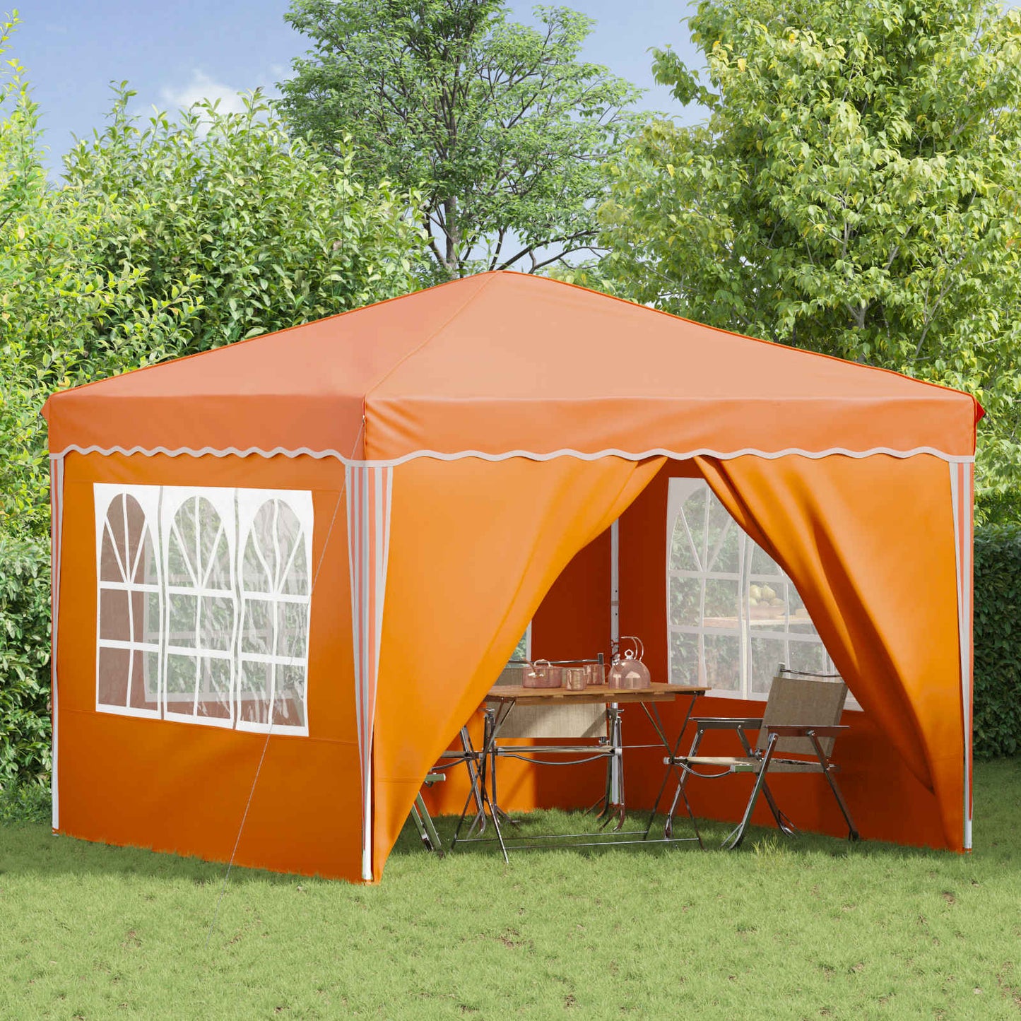 Pop-up Partyzelt 288 x 288 x 245 cm Orange Oxford-Stoff