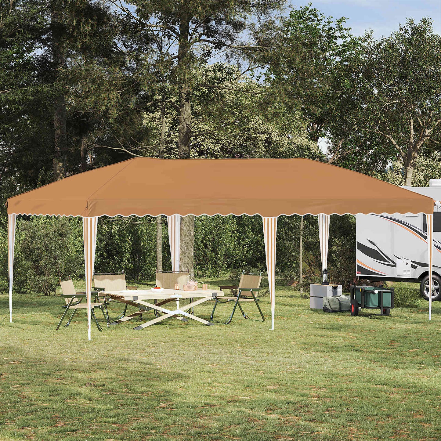 Pop-up Partyzelt 575 x 290 x 245 cm Beige