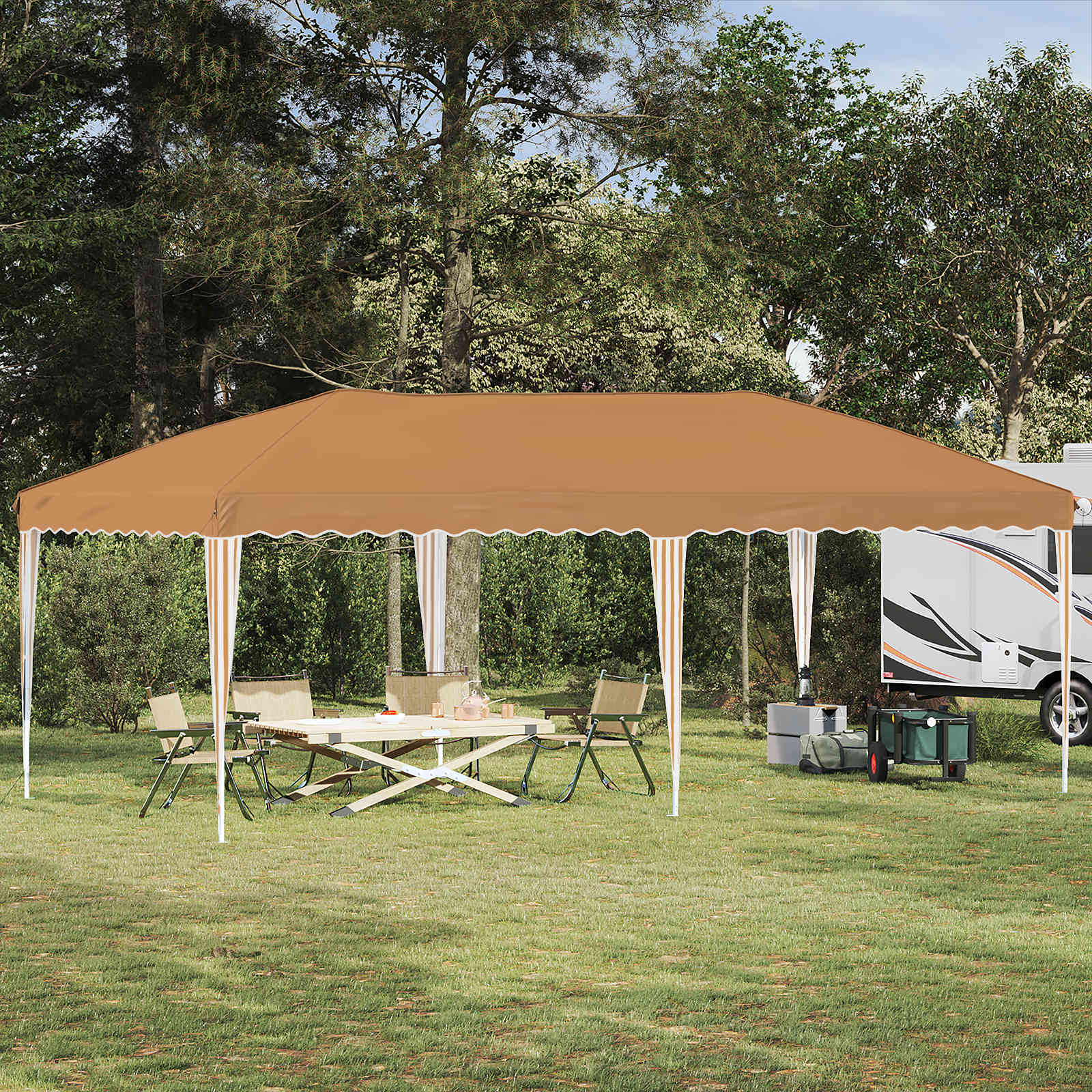 Pop-up Partyzelt 575 x 290 x 245 cm Beige