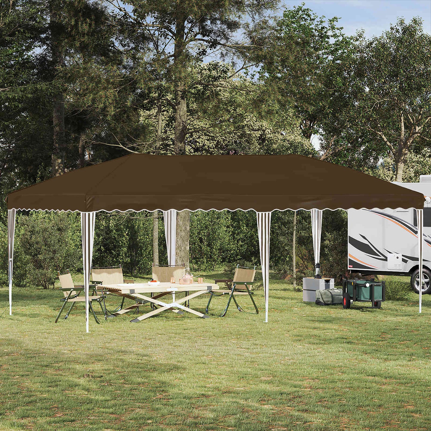 Pop-up Partyzelt 575 x 290 x 245 cm Taupe