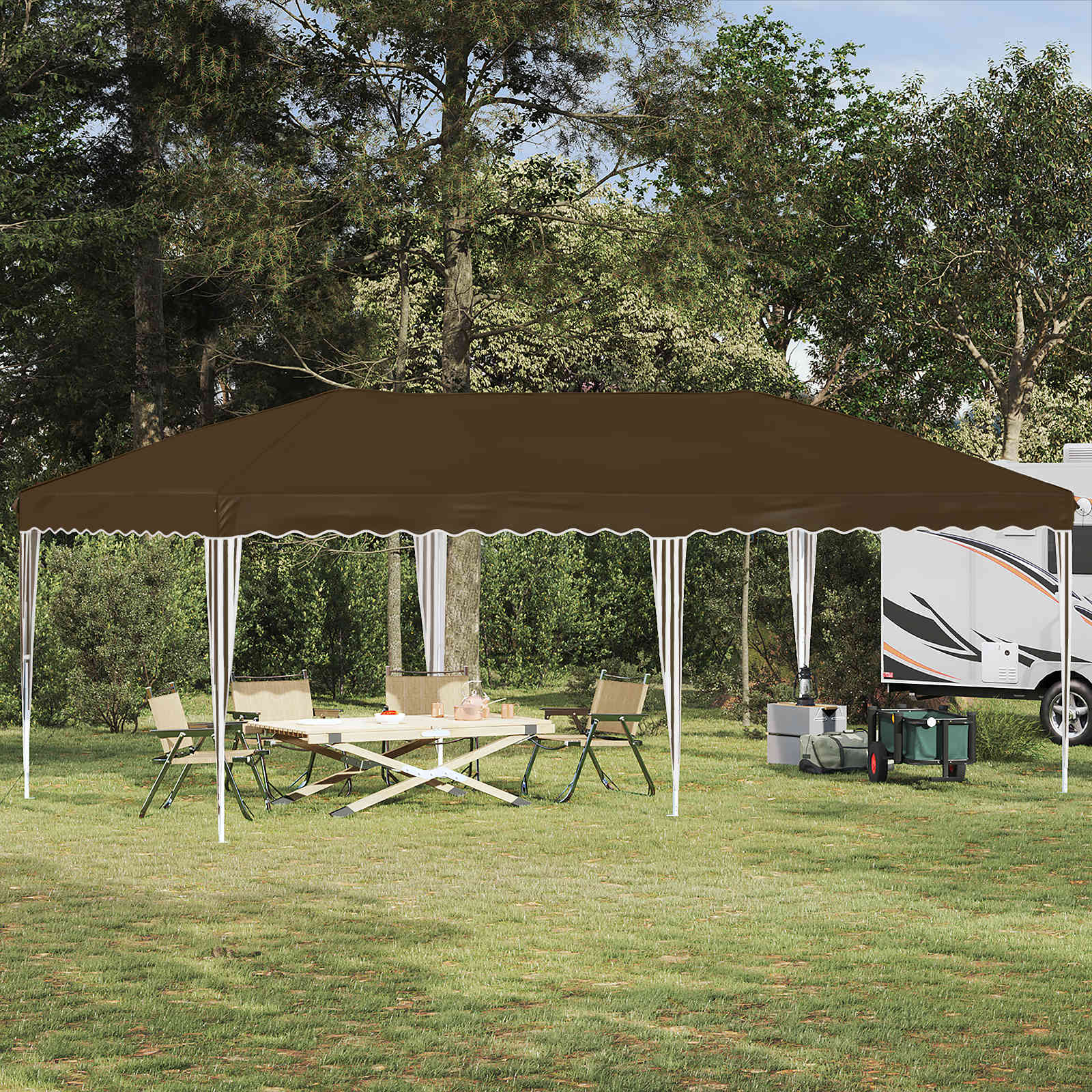 Pop-up Partyzelt 575 x 290 x 245 cm Taupe