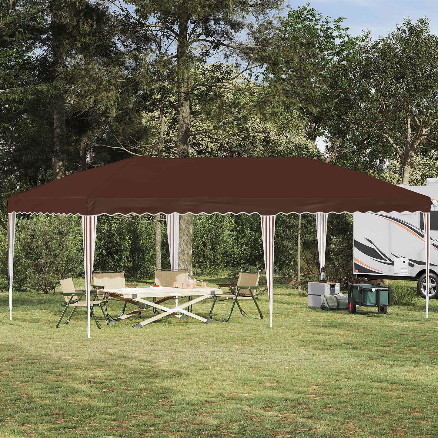 Pop-up Partyzelt 575 x 290 x 245 cm Braun