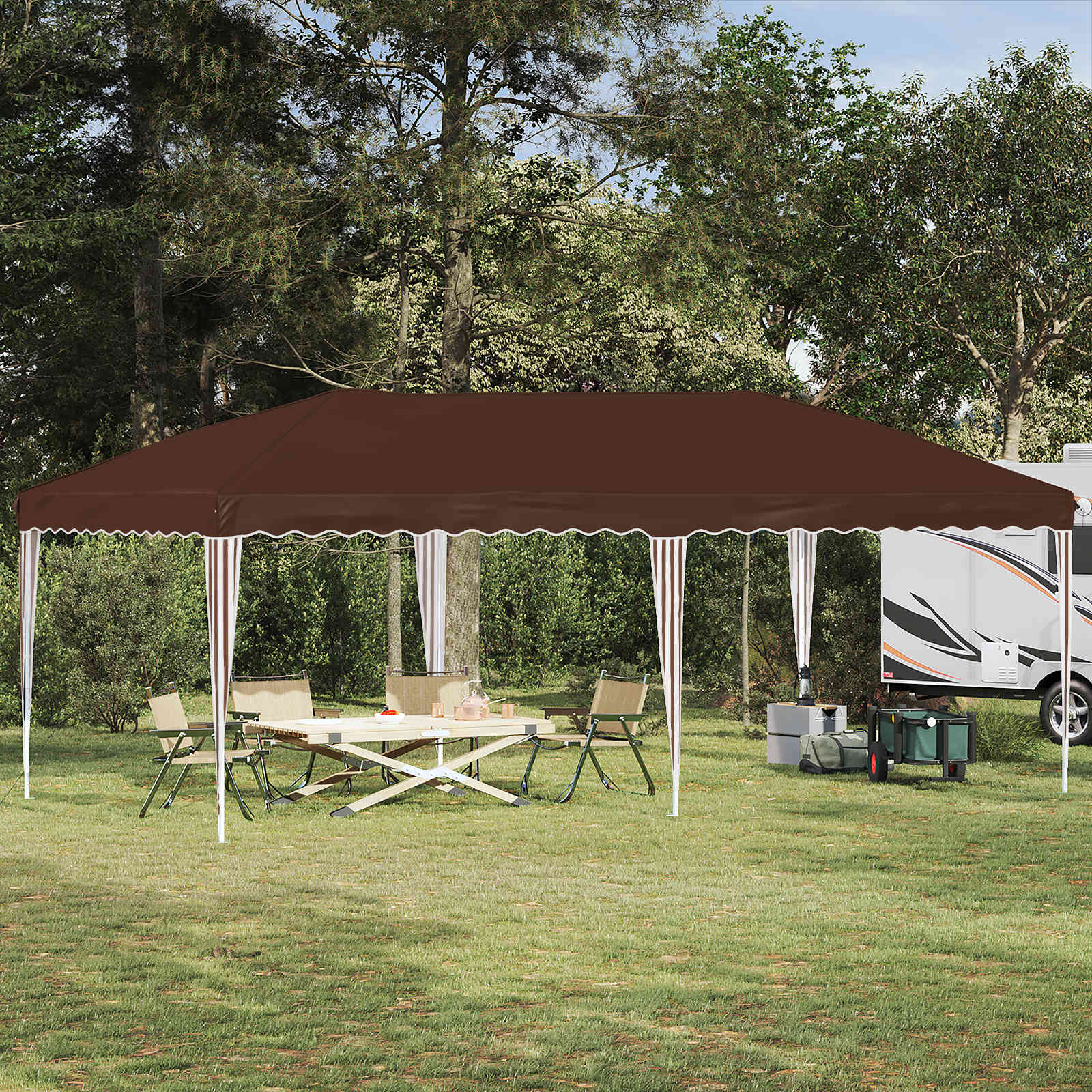 Pop-up Partyzelt 575 x 290 x 245 cm Braun