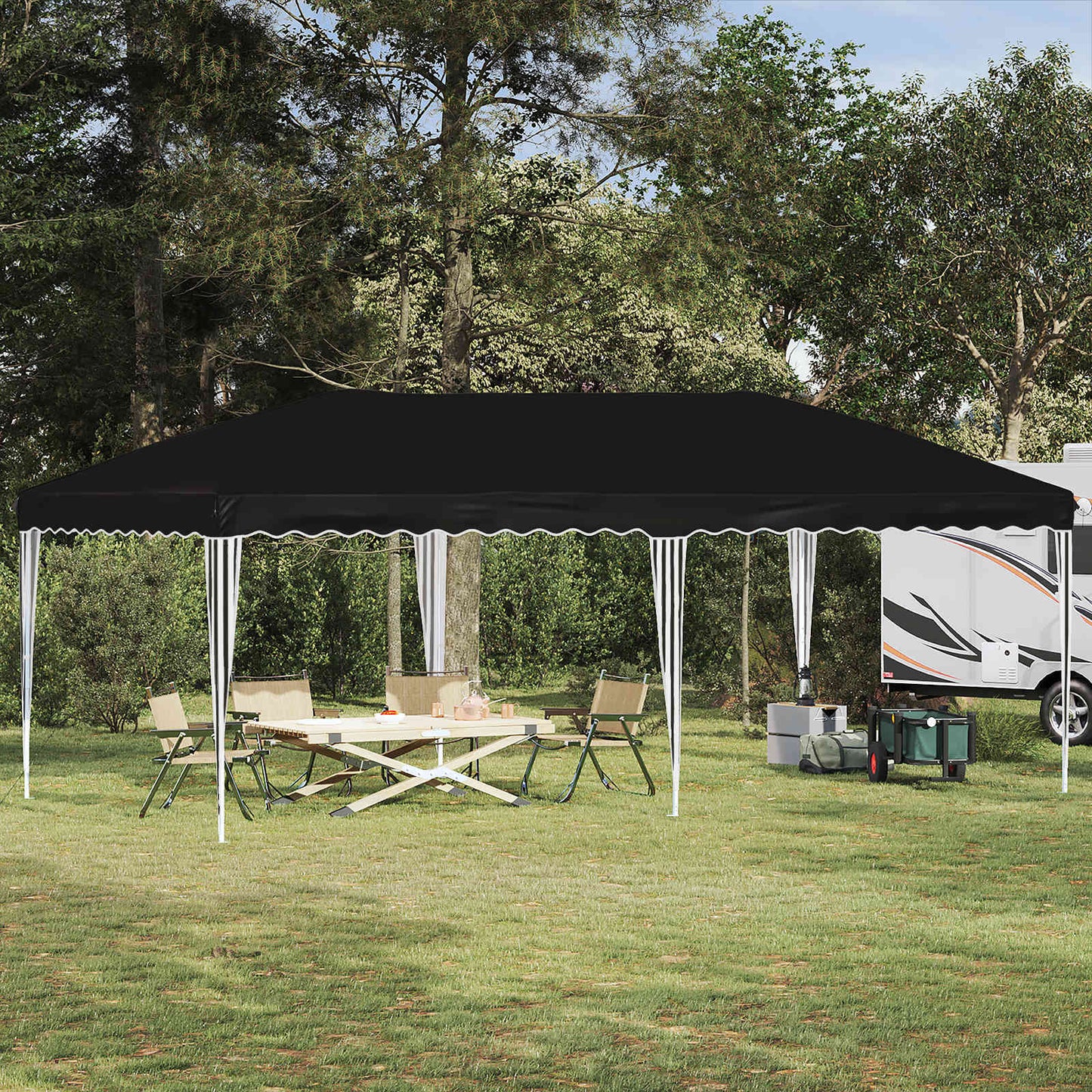 Pop-up Partyzelt 575 x 290 x 245 cm Schwarz