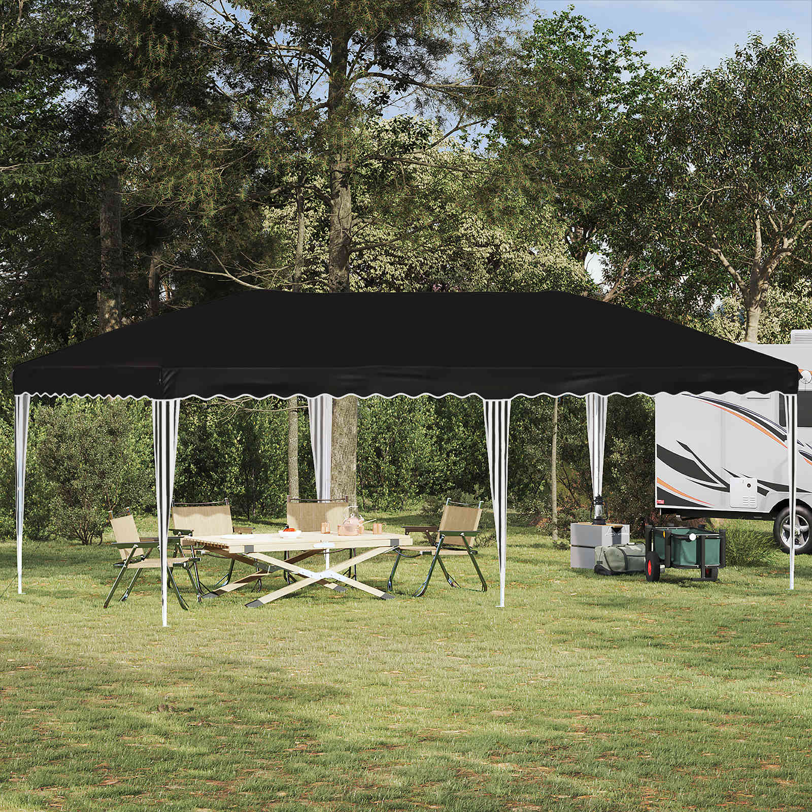 Pop-up Partyzelt 575 x 290 x 245 cm Schwarz
