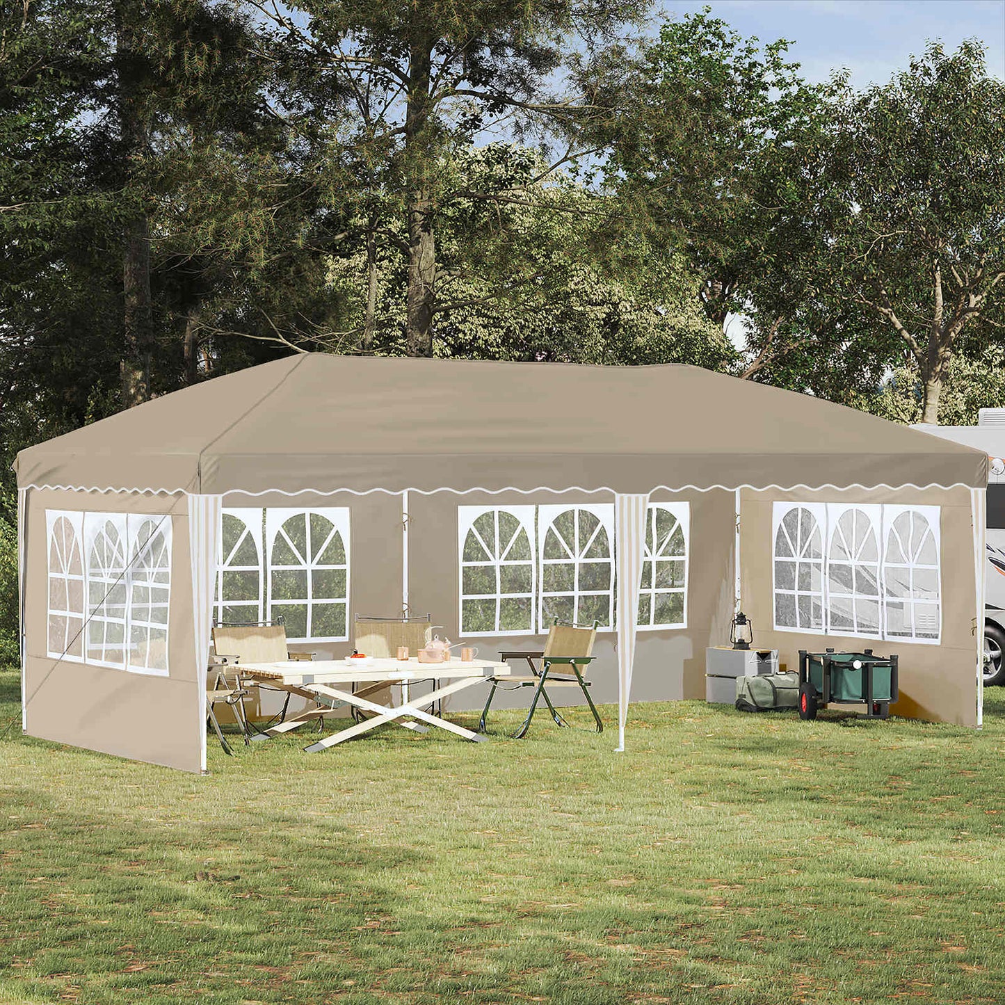 Pop-up Partyzelt 575 x 289 x 245 cm Creme