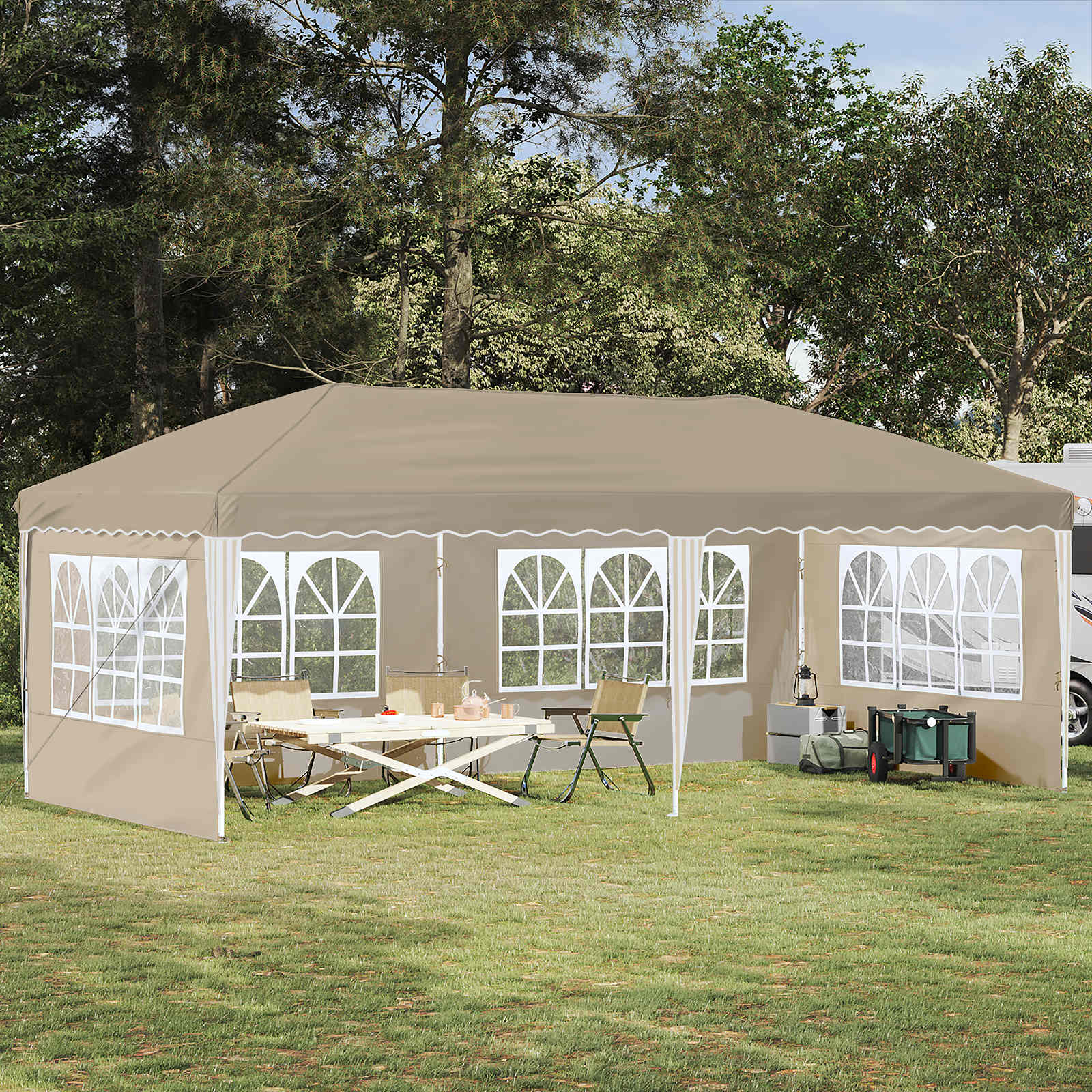 Pop-up Partyzelt 575 x 289 x 245 cm Creme