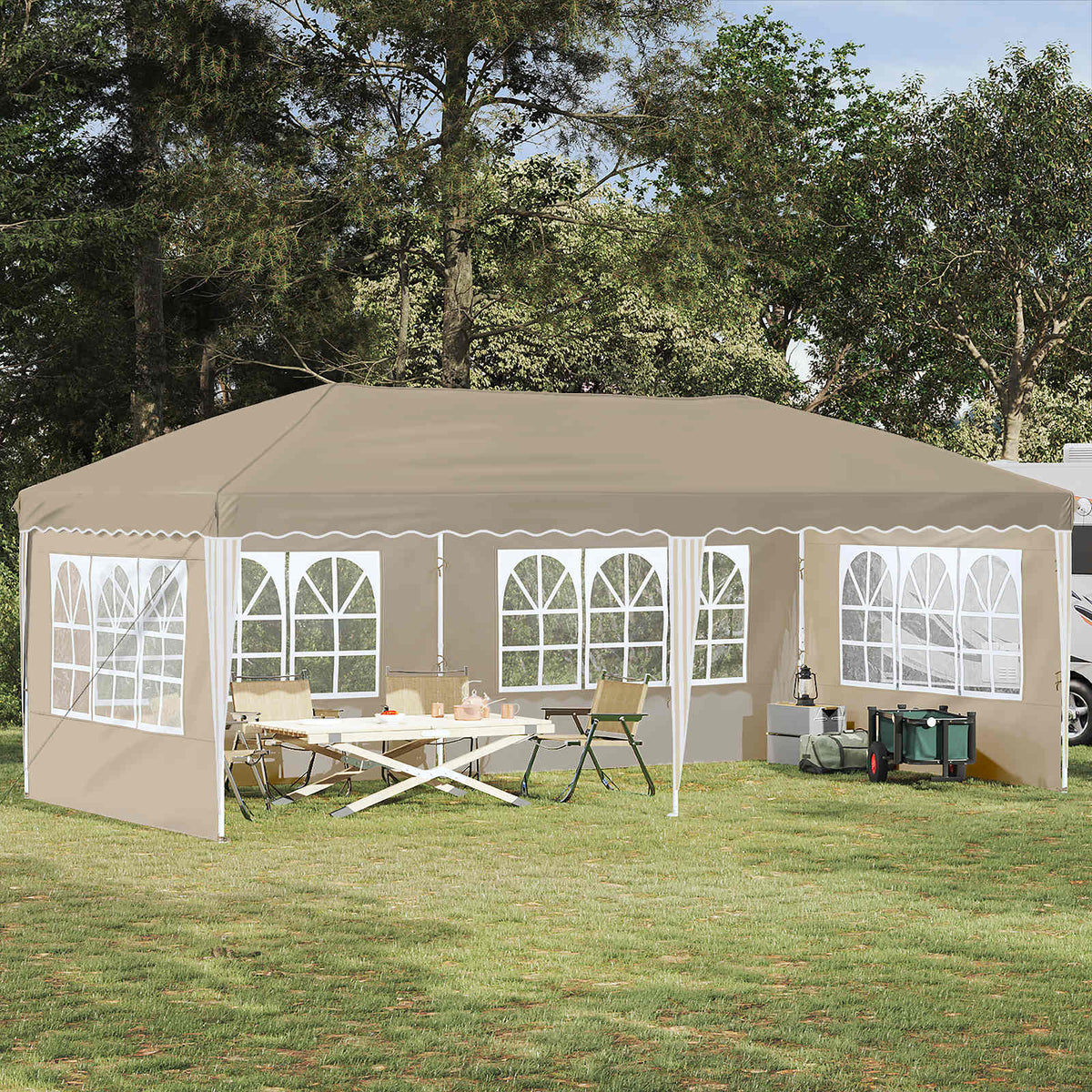 Pop-up Partyzelt 574 x 289 x 245 cm Creme