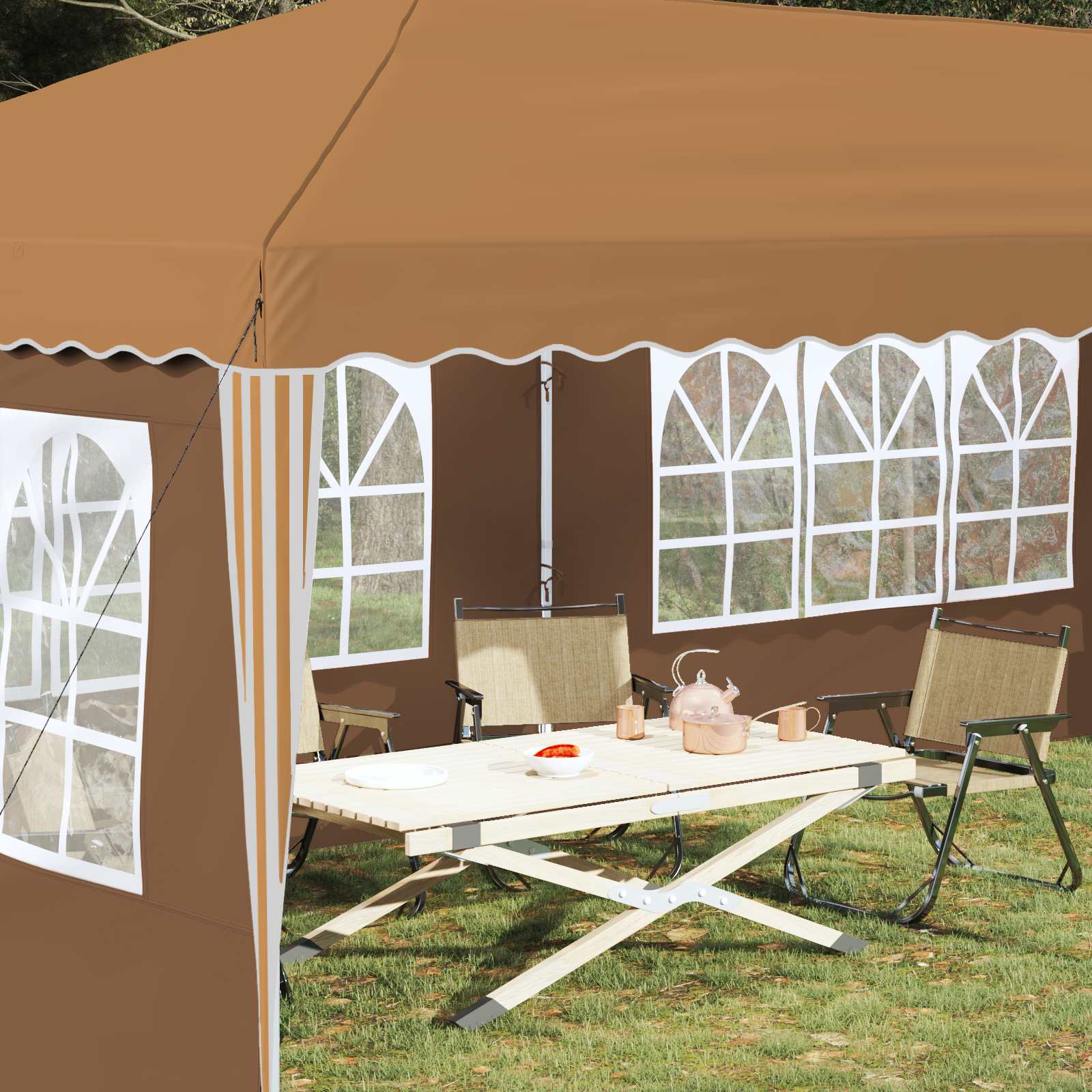 Pop-up Partyzelt 575 x 289 x 245 cm Beige