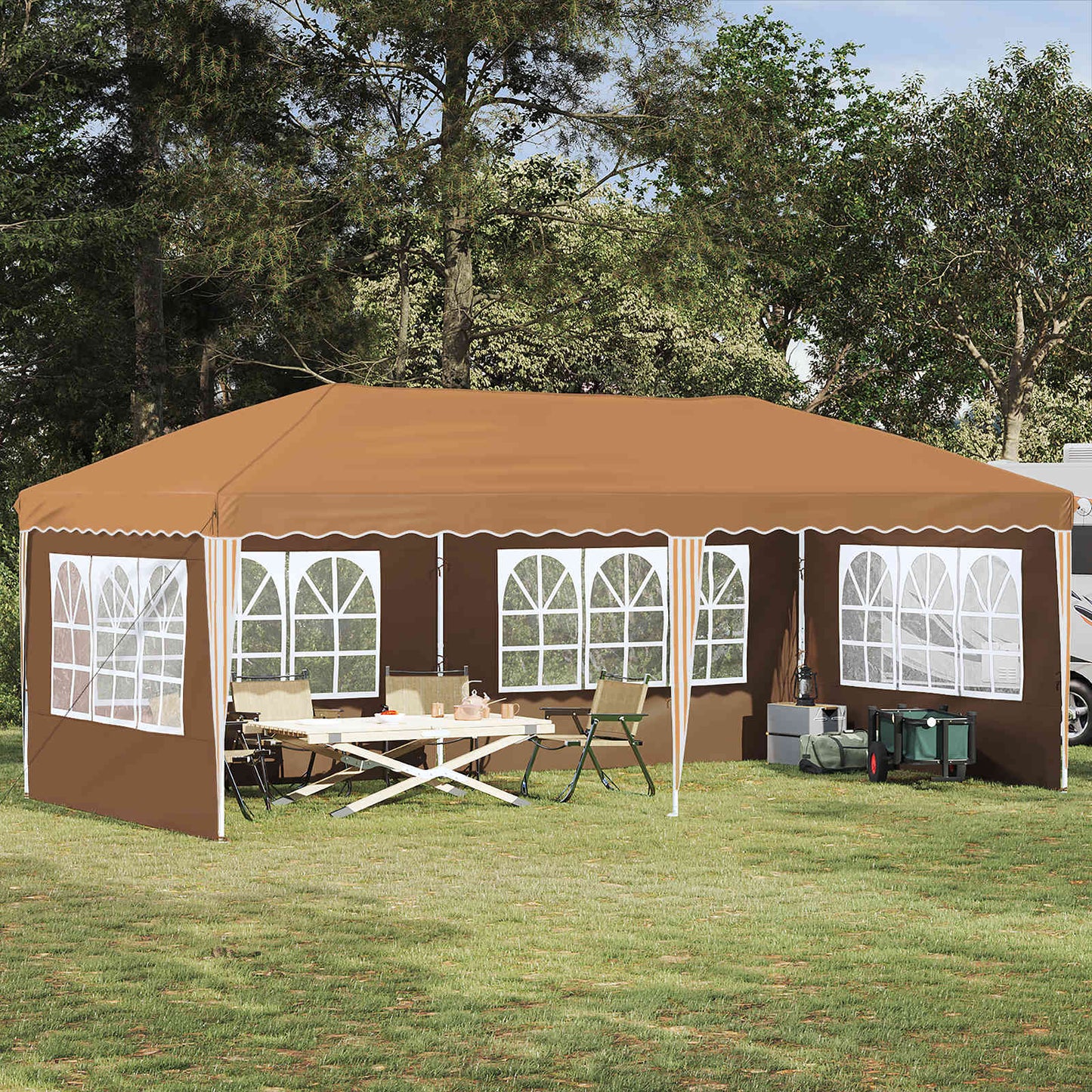 Pop-up Partyzelt 575 x 289 x 245 cm Beige