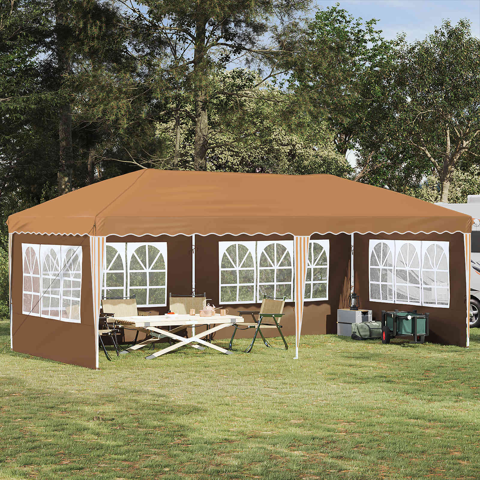Pop-up Partyzelt 575 x 289 x 245 cm Beige