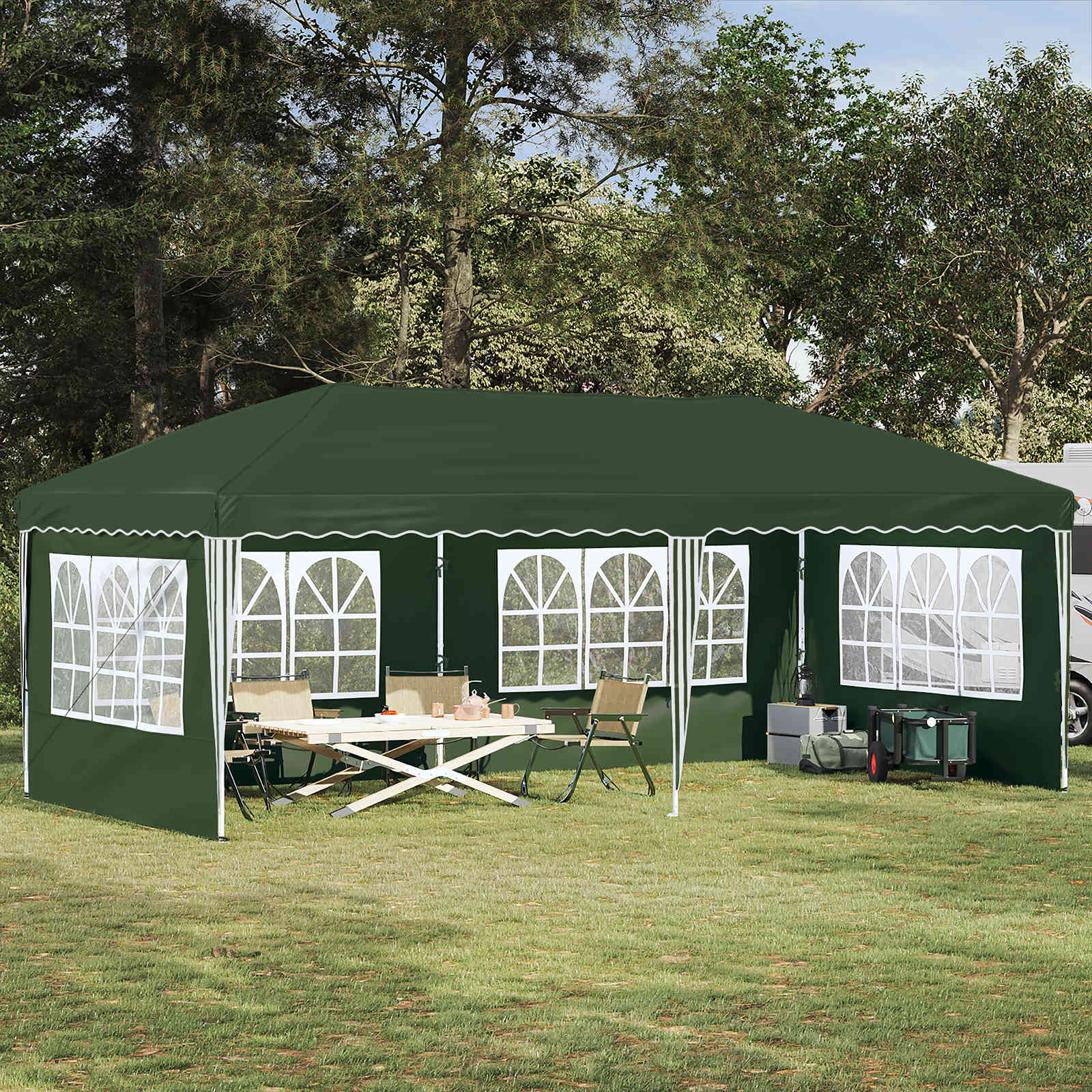 Pop-up Partyzelt 575 x 289 x 245 cm Grün