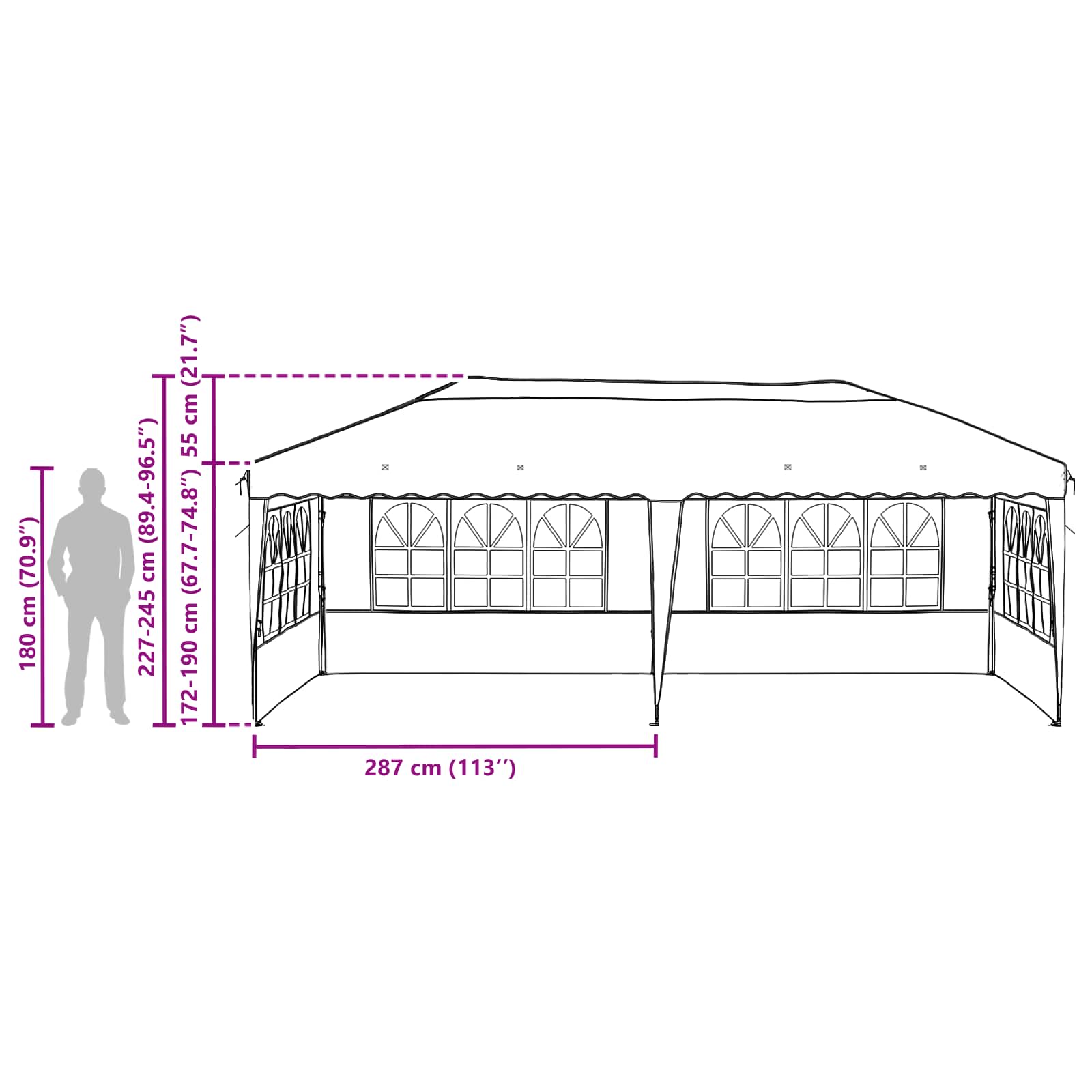 Pop-up Partyzelt 575 x 289 x 245 cm Grün