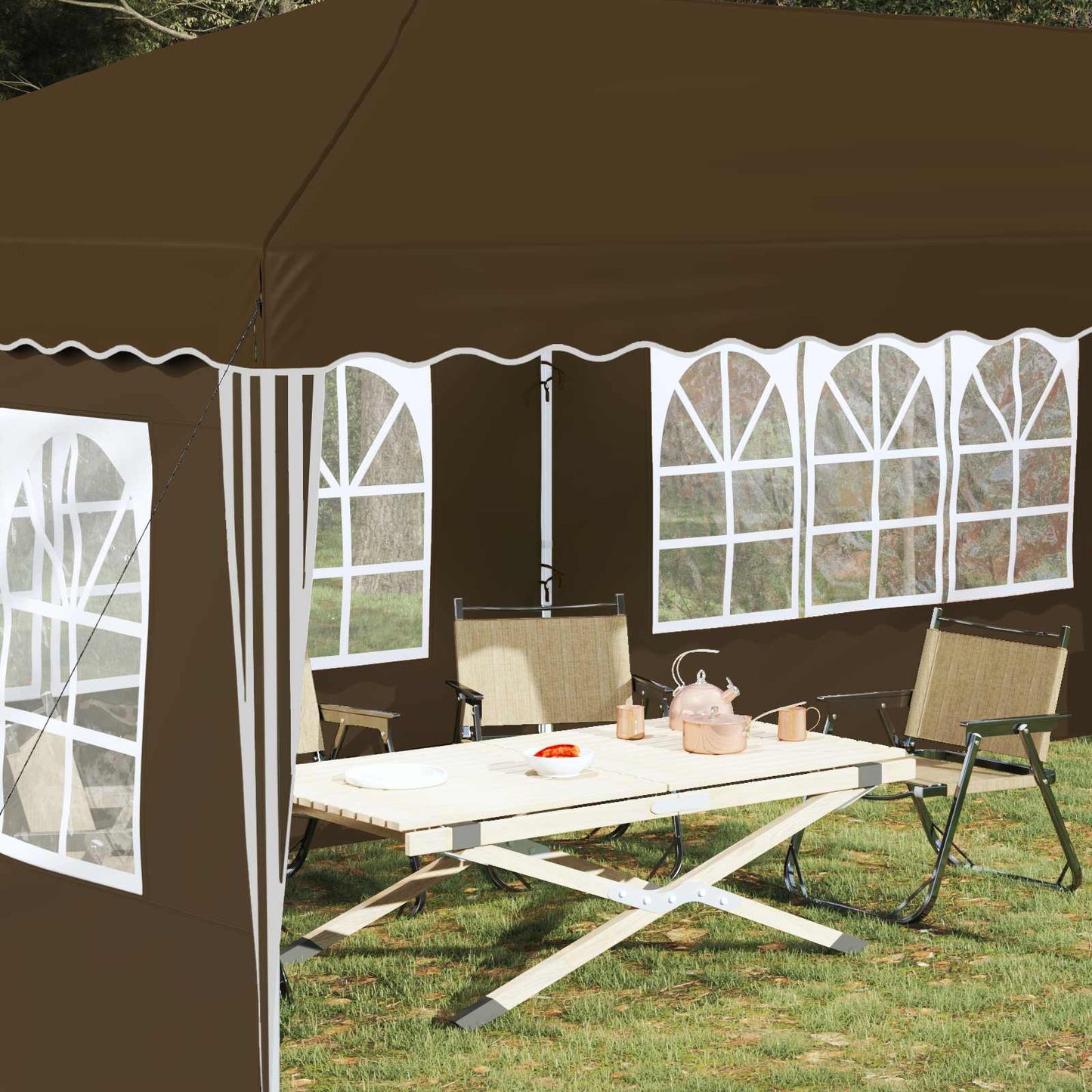 Pop-up Partyzelt 575 x 289 x 245 cm Taupe