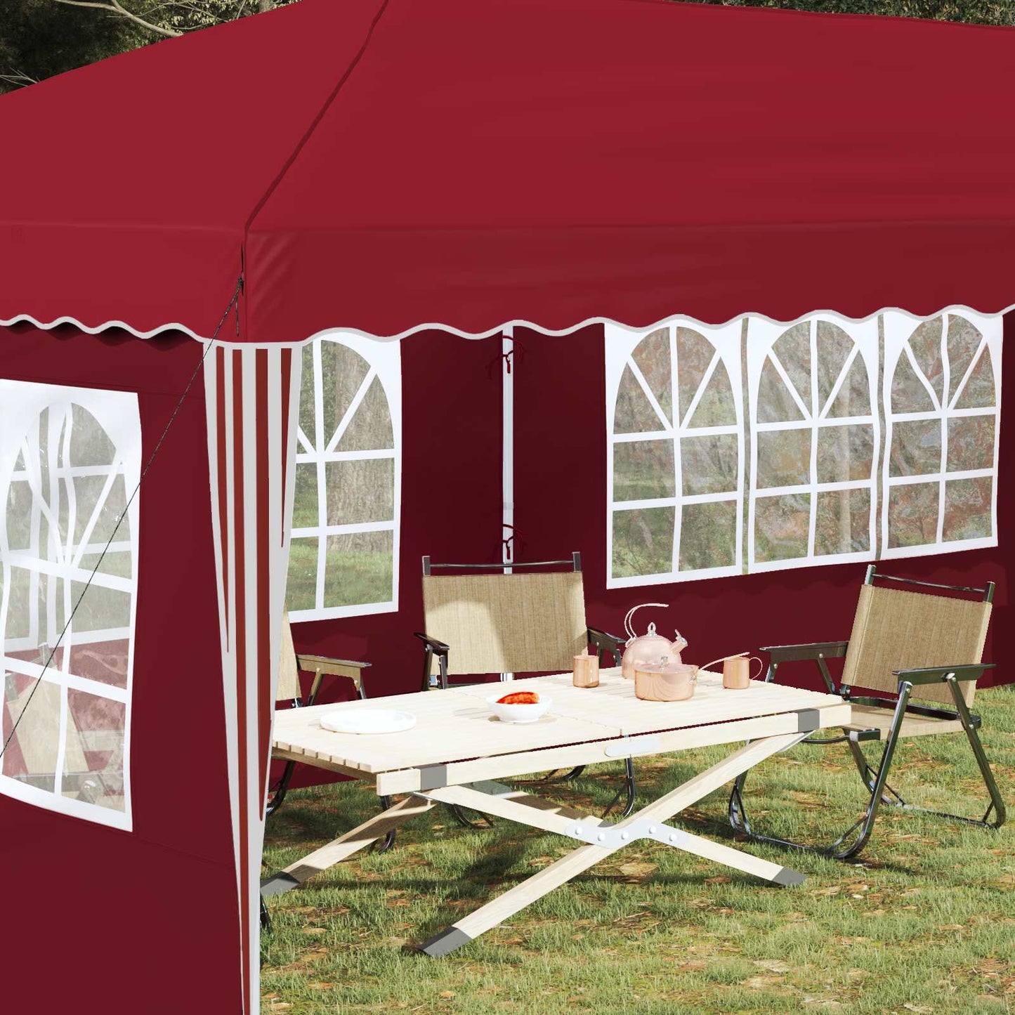 Pop-up Partyzelt 575 x 289 x 245 cm Bordeauxrot