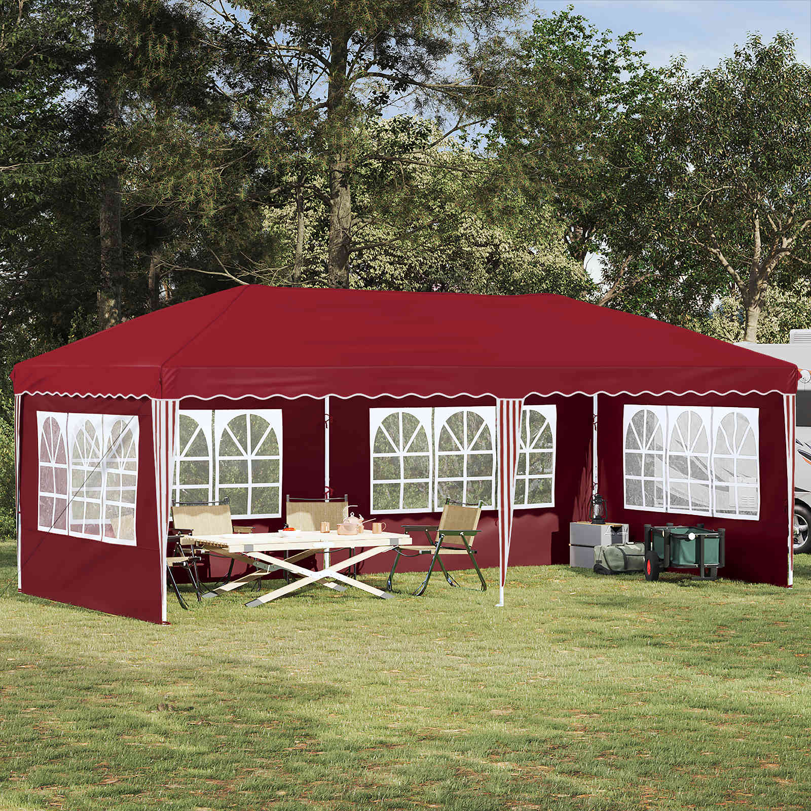 Pop-up Partyzelt 575 x 289 x 245 cm Bordeauxrot