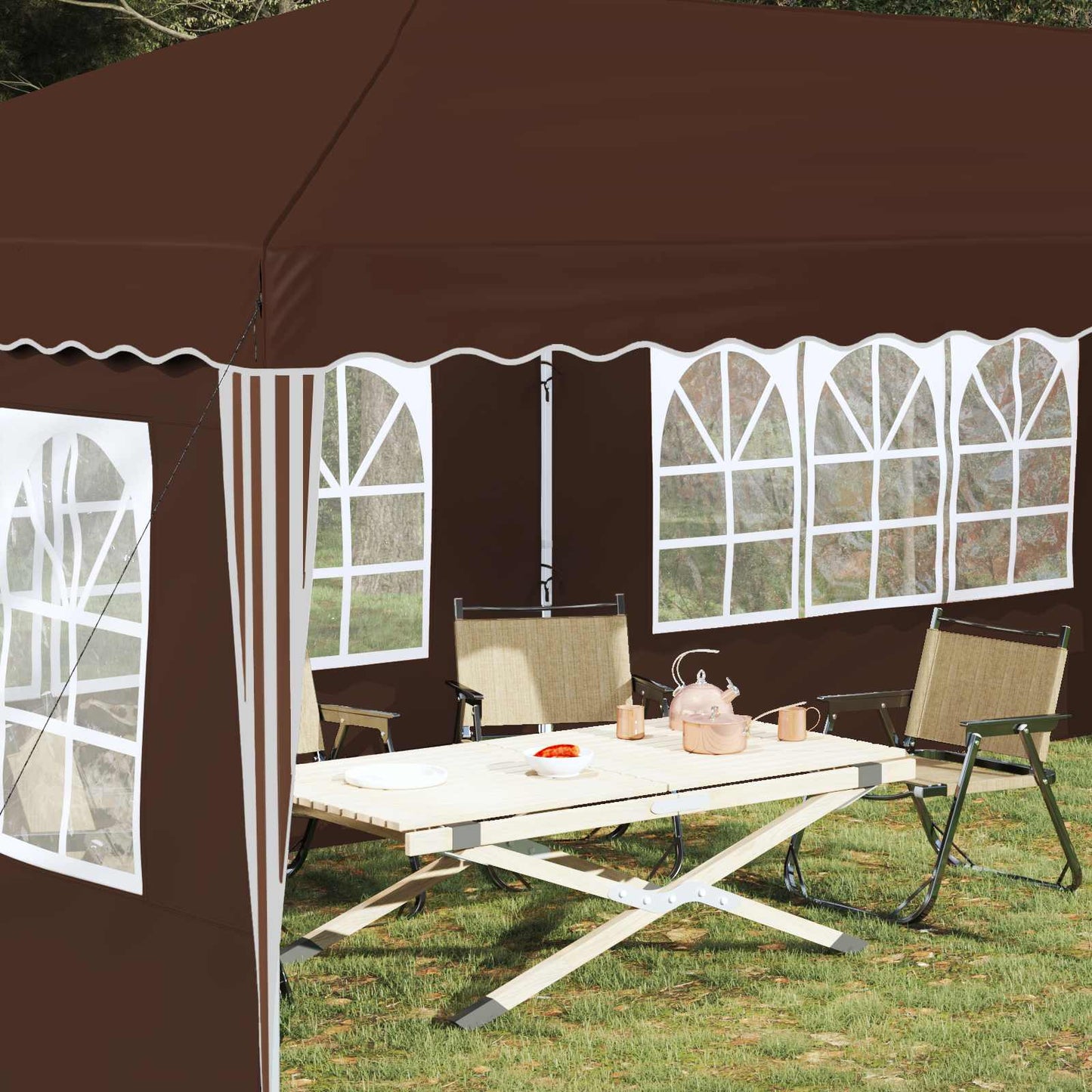 Pop-up Partyzelt 575 x 289 x 245 cm Braun