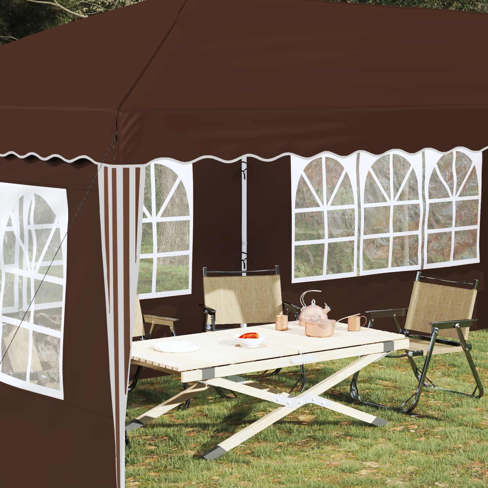Pop-up Partyzelt 575 x 289 x 245 cm Braun