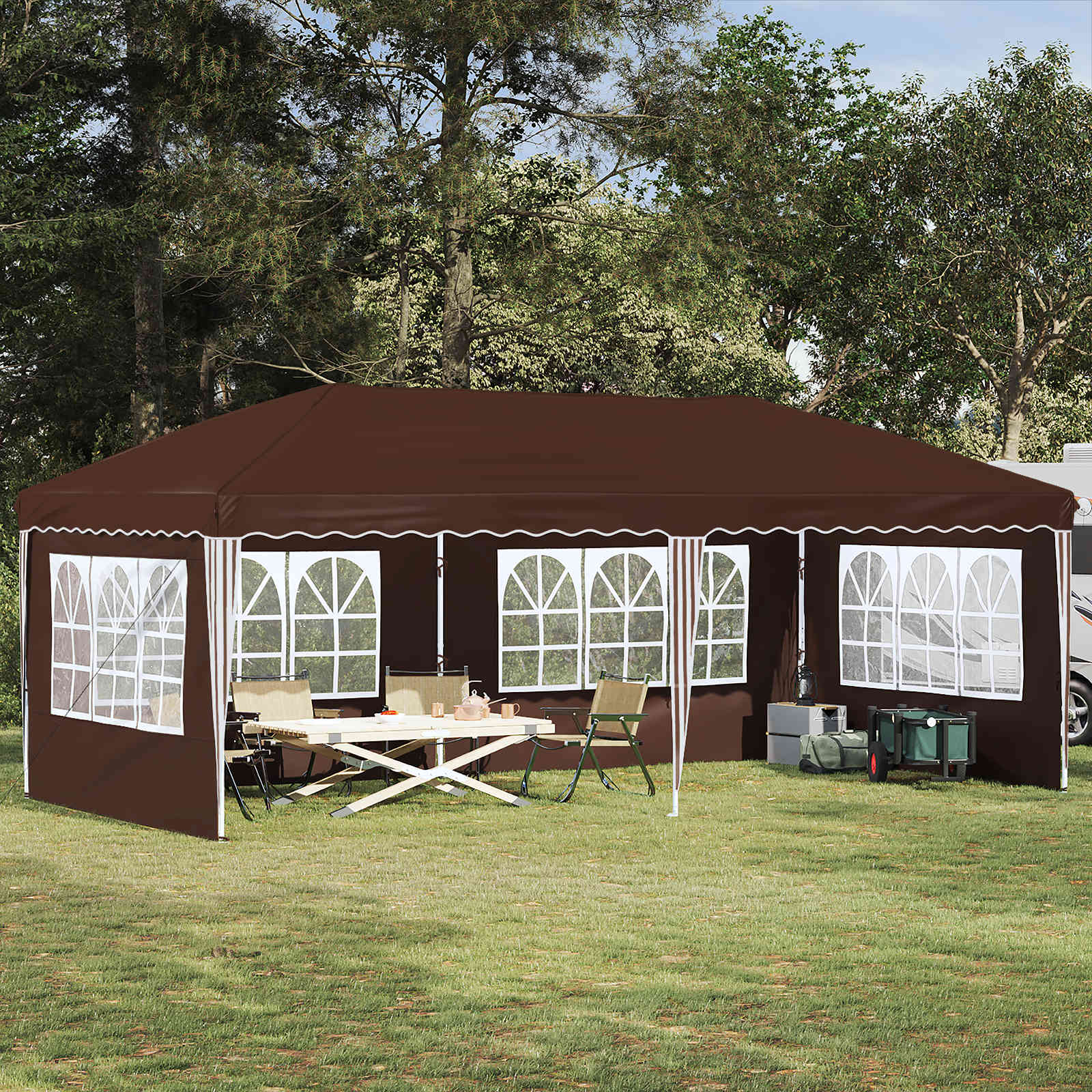 Pop-up Partyzelt 575 x 289 x 245 cm Braun