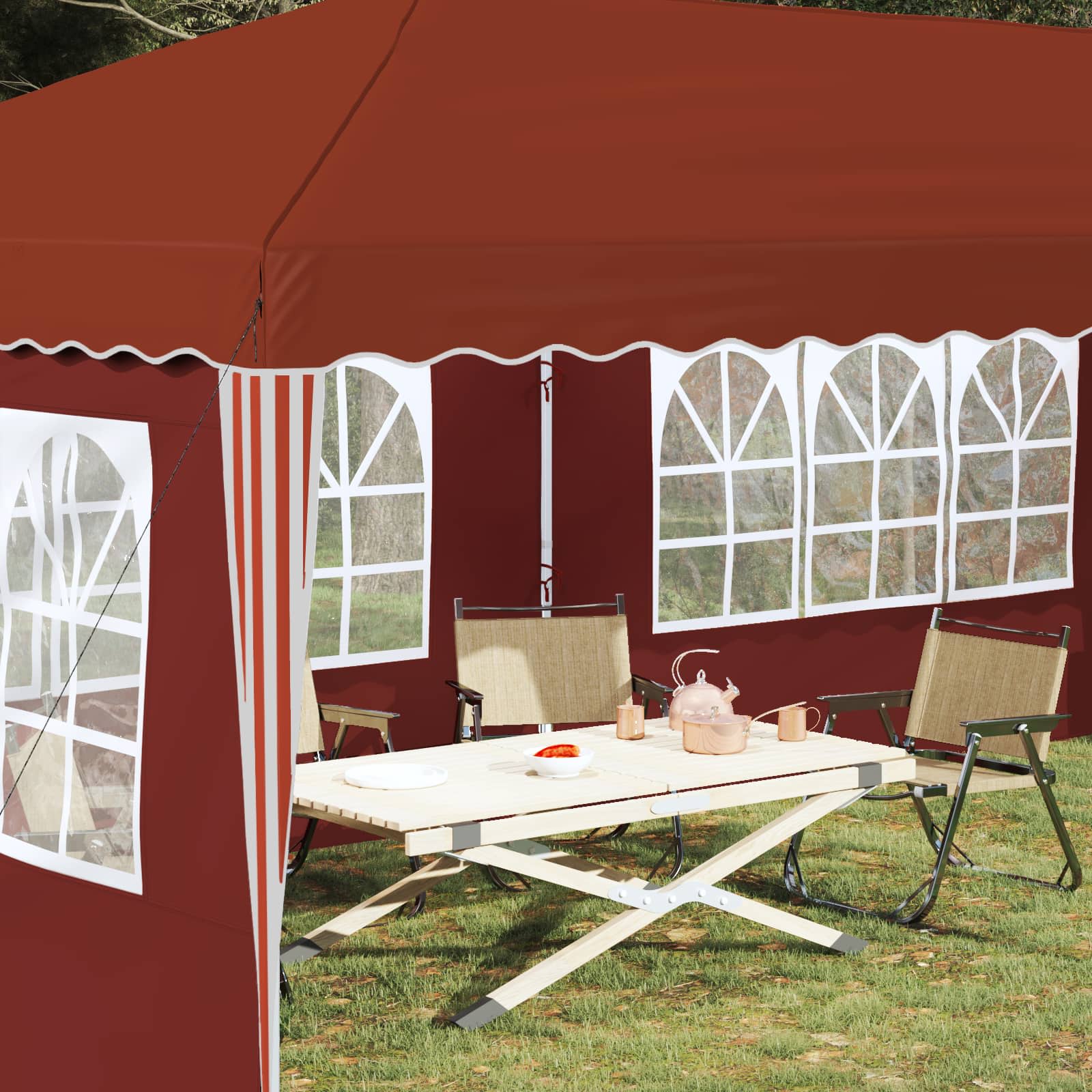 Pop-up Partyzelt 575 x 289 x 245 cm Terrakotta