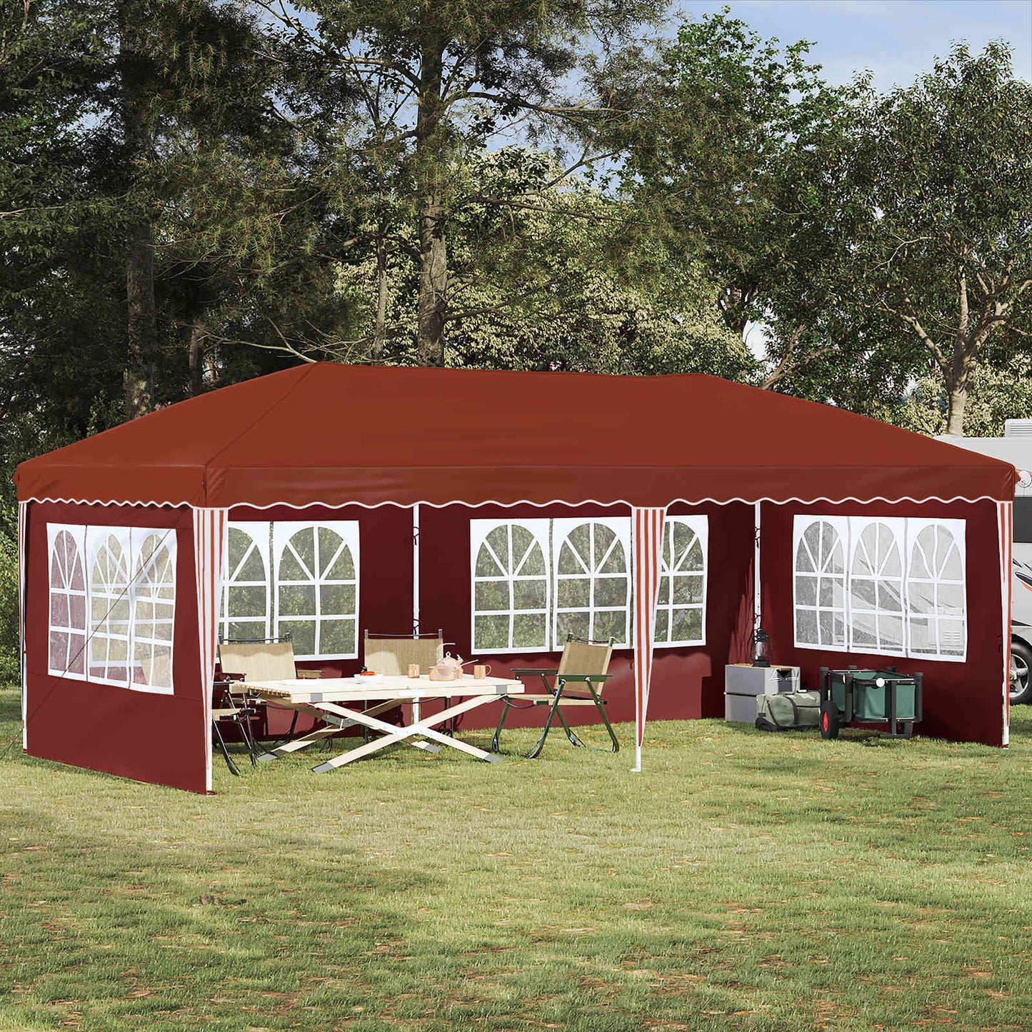 Pop-up Partyzelt 575 x 289 x 245 cm Terrakotta